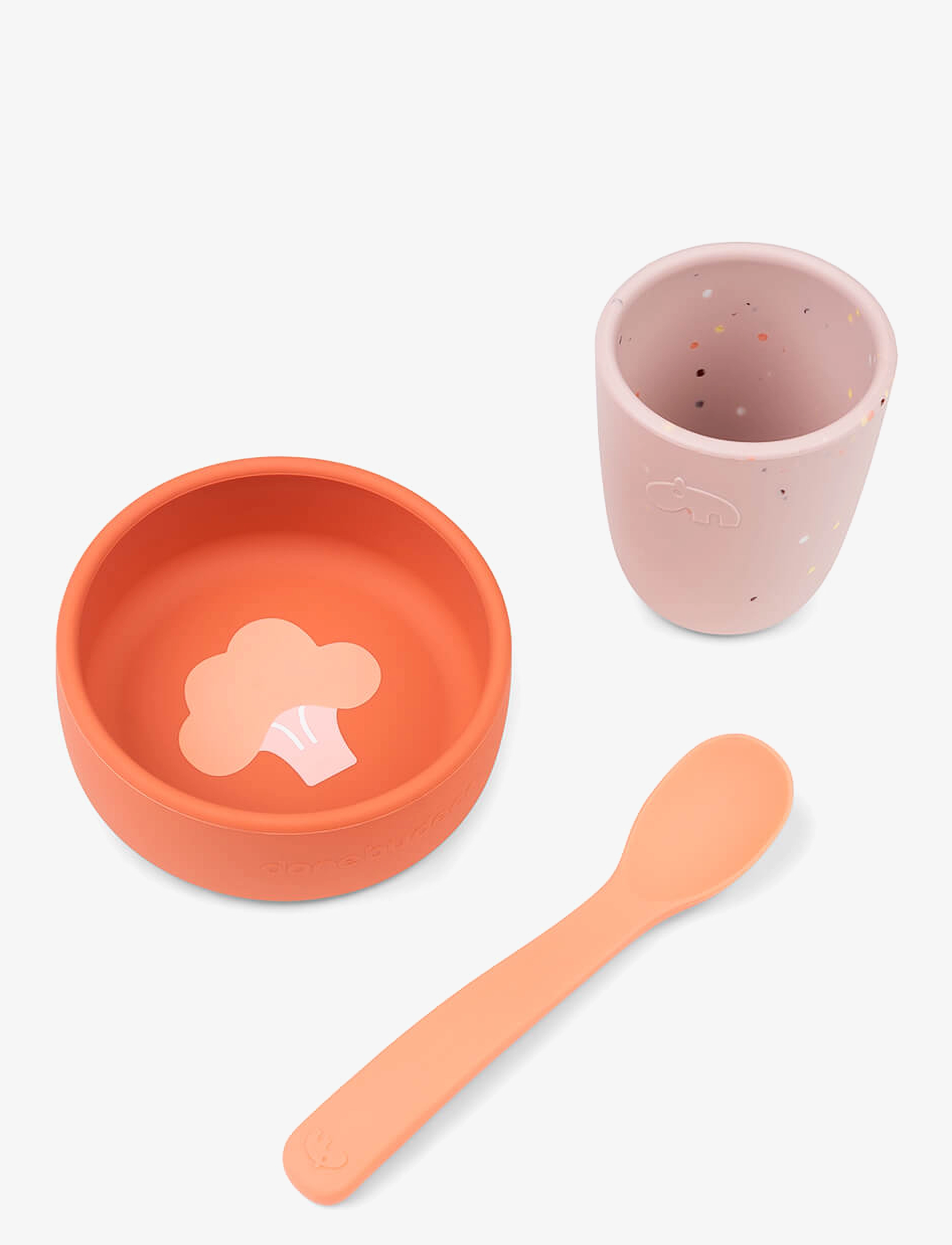 Done by Deer Silicone First Meal Set Papaya, Silikone Første Måltidssæt, Multi/mønstret, Str: ONE SIZE