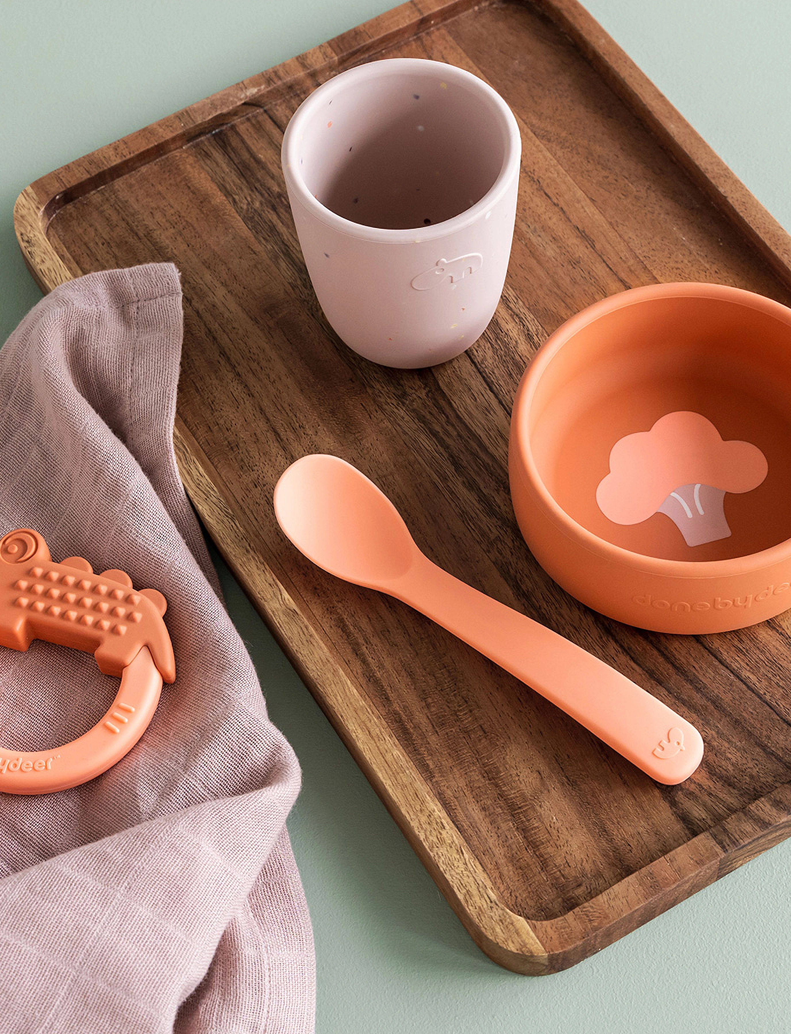 Done by Deer Silicone First Meal Set Papaya, One Size, Time, Mehrfarbig/gemustert - Dinner Sets, Kinder