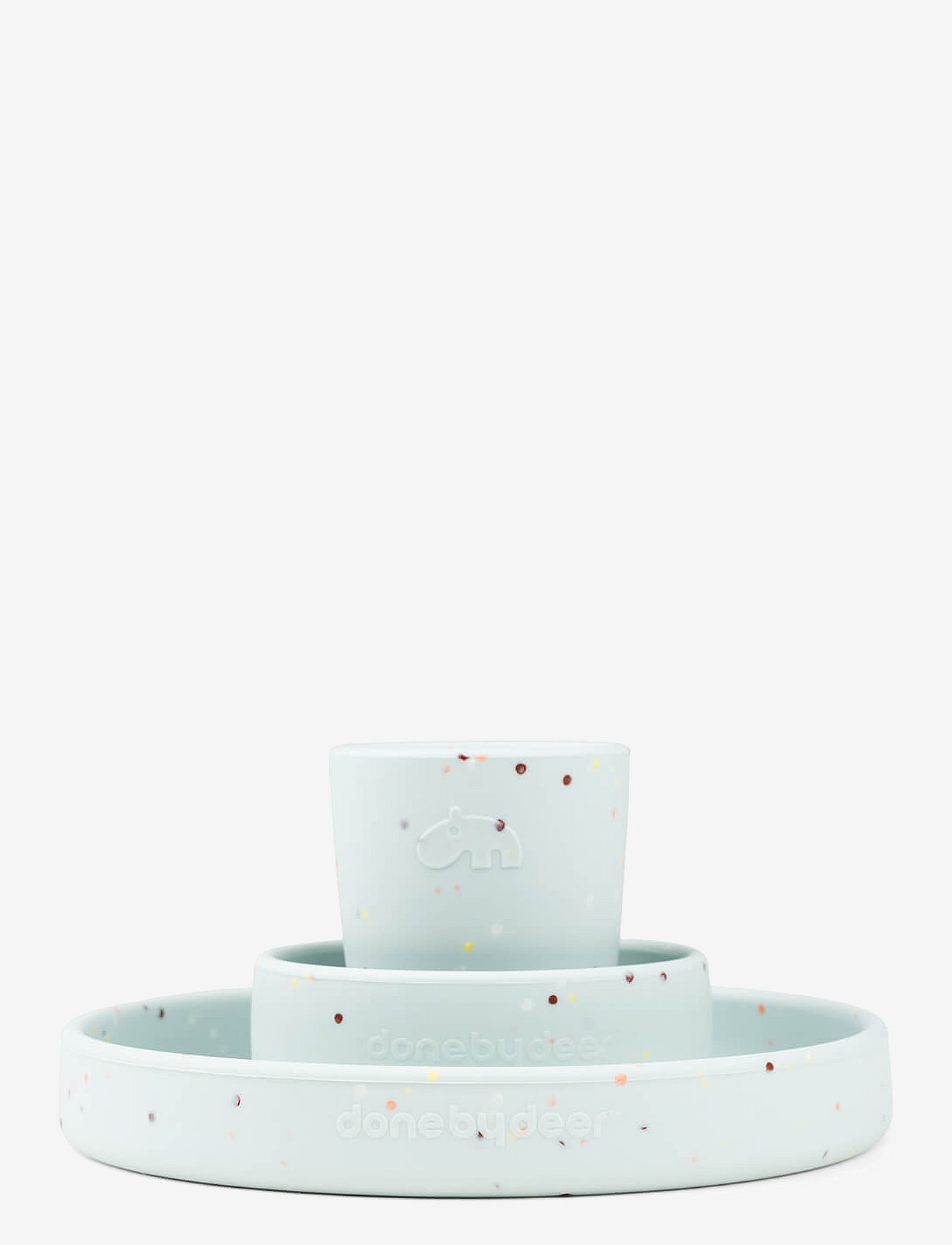 Done by Deer - Silicone dinner set Confetti Blue - dinner sets - blue - 1
