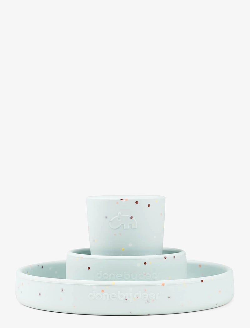 Done by Deer - Silicone dinner set Confetti Blue - essgeschirr - blue - 1