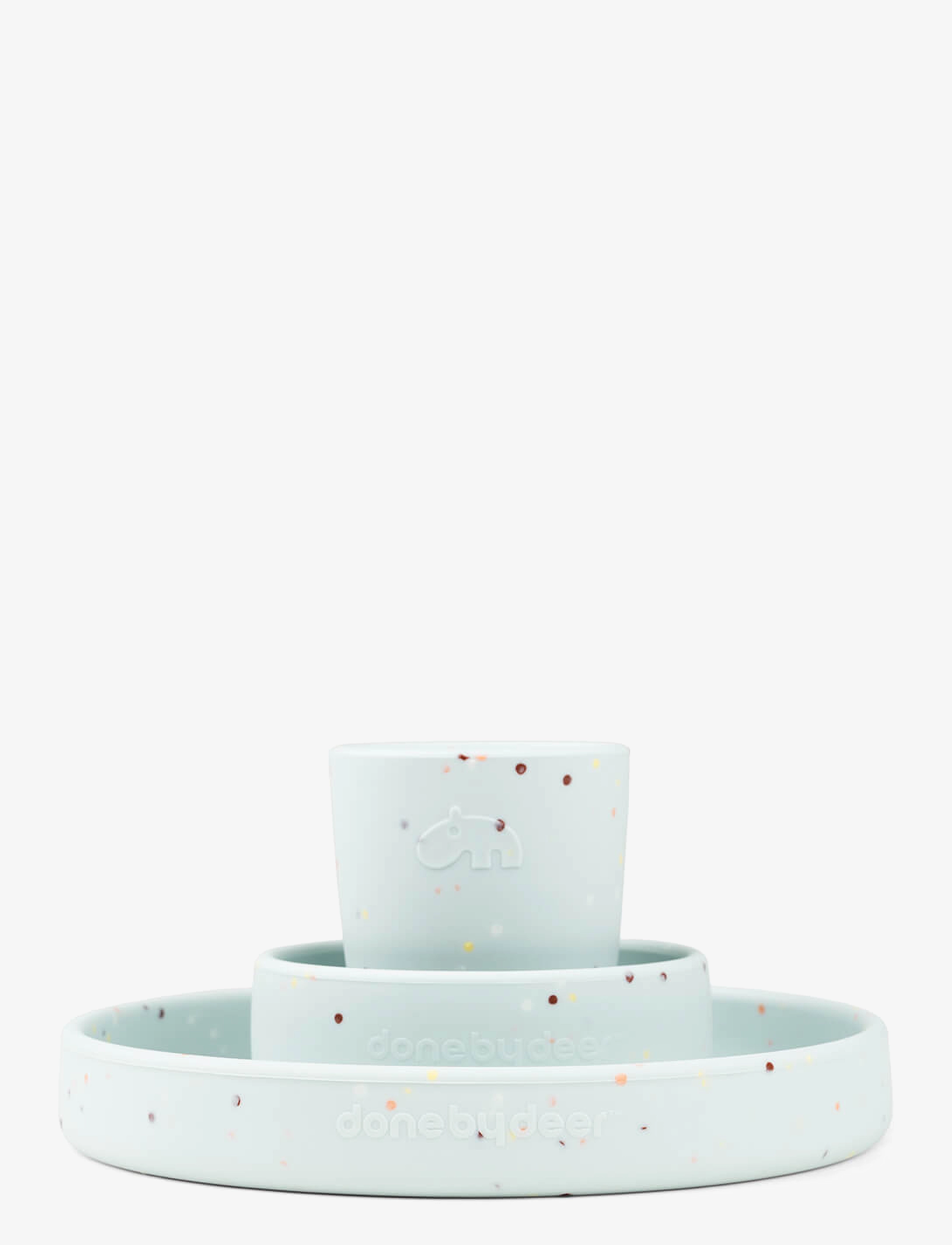 Done by Deer - Silicone dinner set Confetti Blue - dinner sets - blue - 1