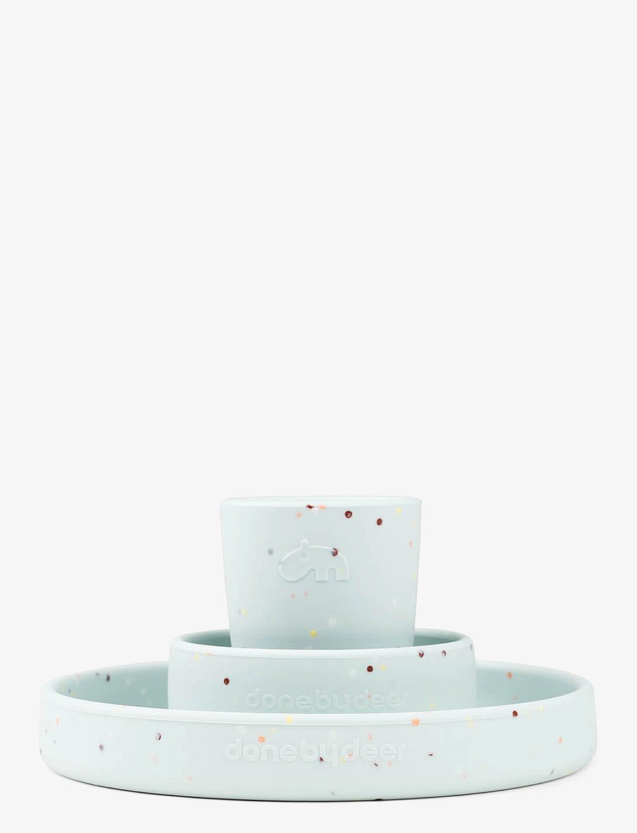 Done by Deer - Silicone dinner set Confetti Blue - matarsett - blue - 1