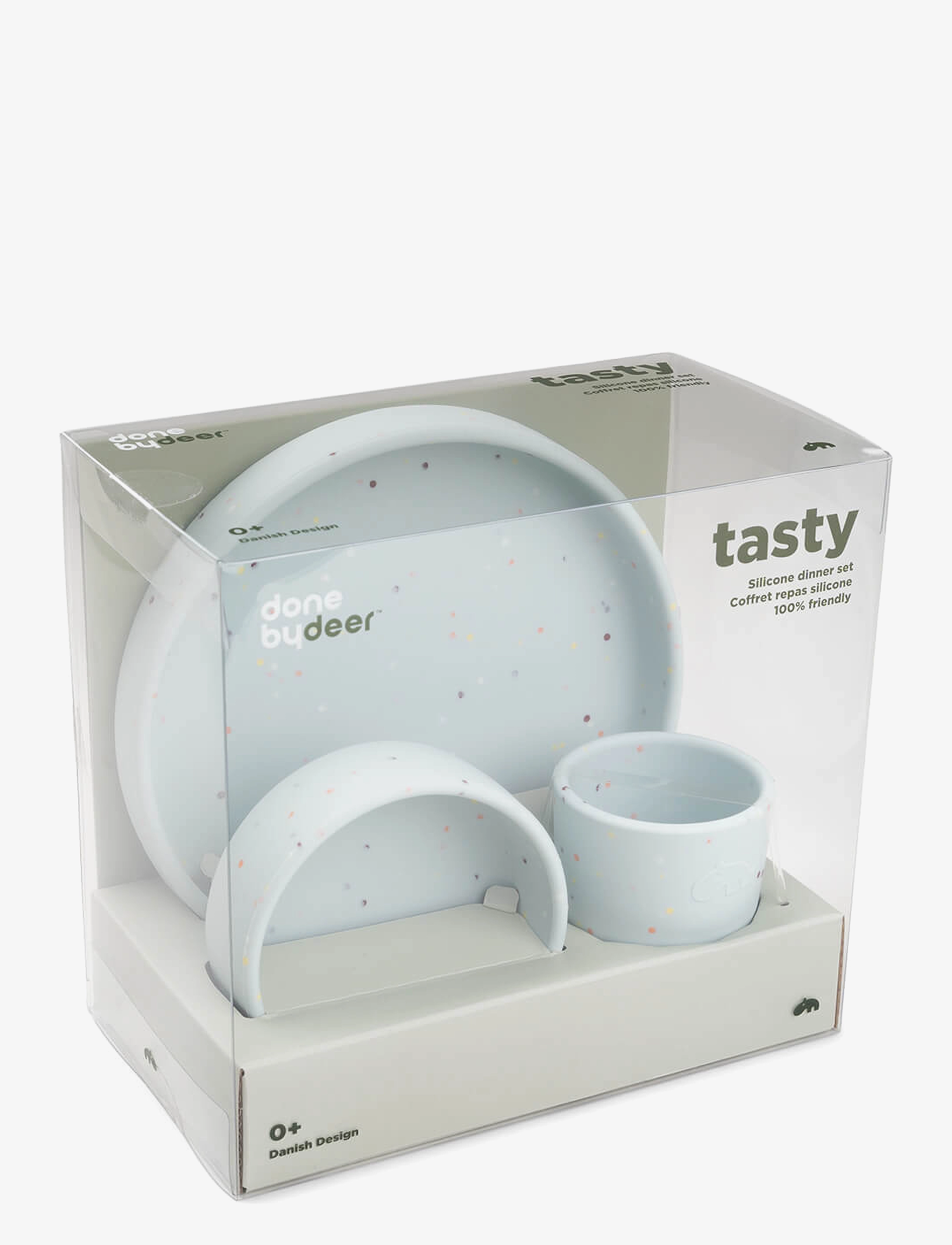 Done by Deer - Silicone dinner set Confetti Blue - dinner sets - blue - 4