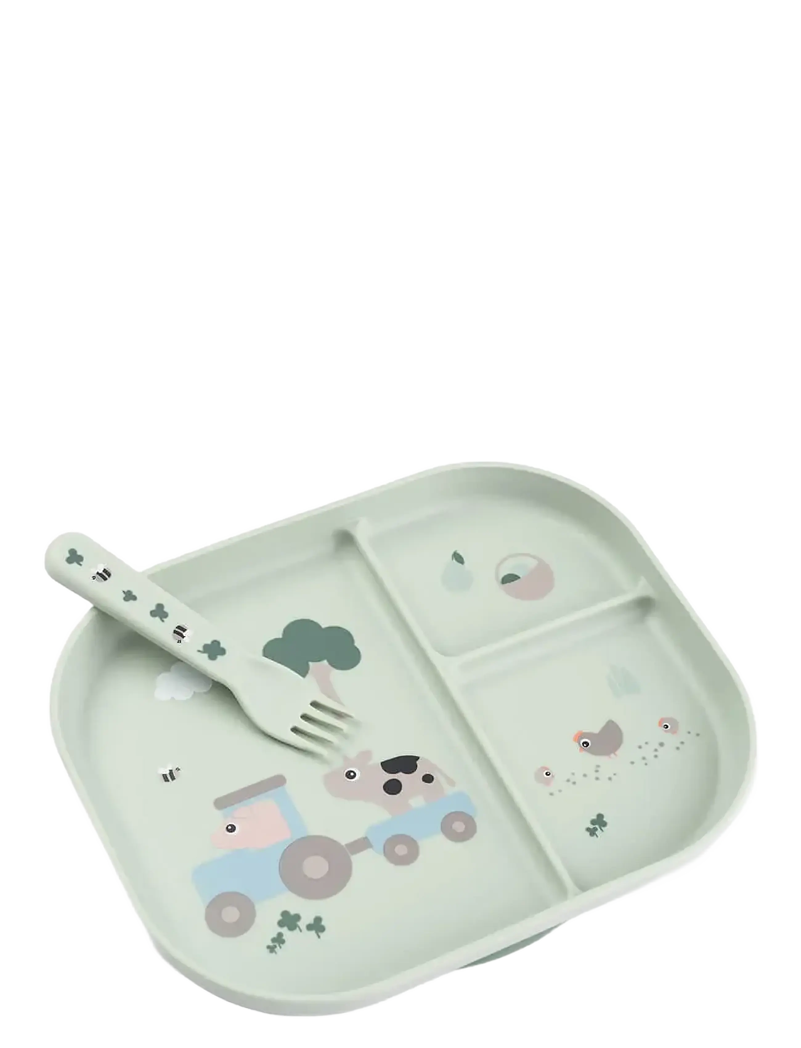 Done by Deer Foodie dinner set w/suction Tiny farm Green - 4 for 3 - GREEN / green