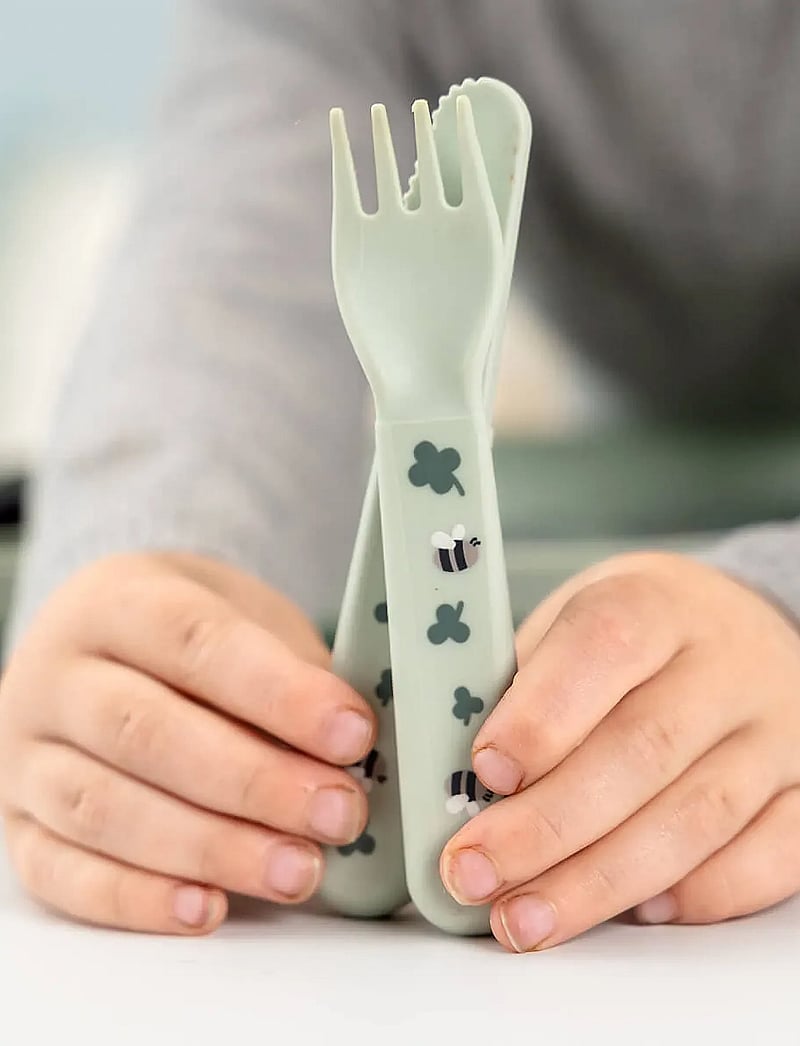 Done by Deer - Foodie dinner set w/suction Tiny farm Green - Õhtusöögikomplektid - green - 5