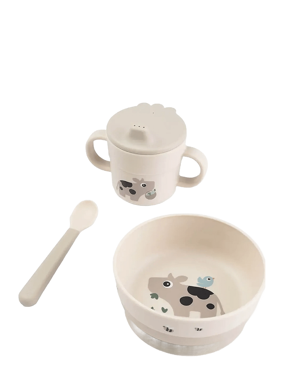 Done by Deer - Foodie first meal set suction Tiny farm Sand - zestawy obiadowe - sand - 1