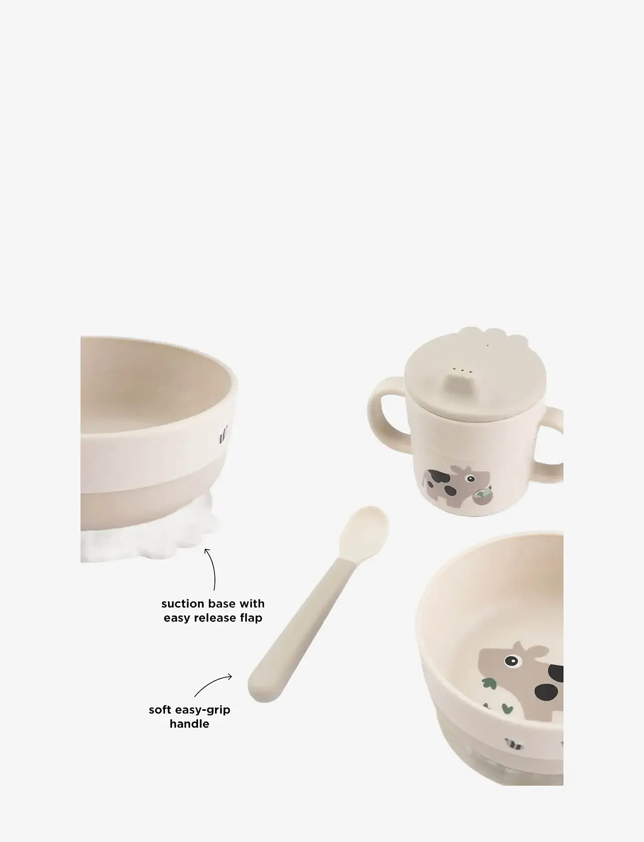 Done by Deer - Foodie first meal set suction Tiny farm Sand - dinner sets - sand - 4