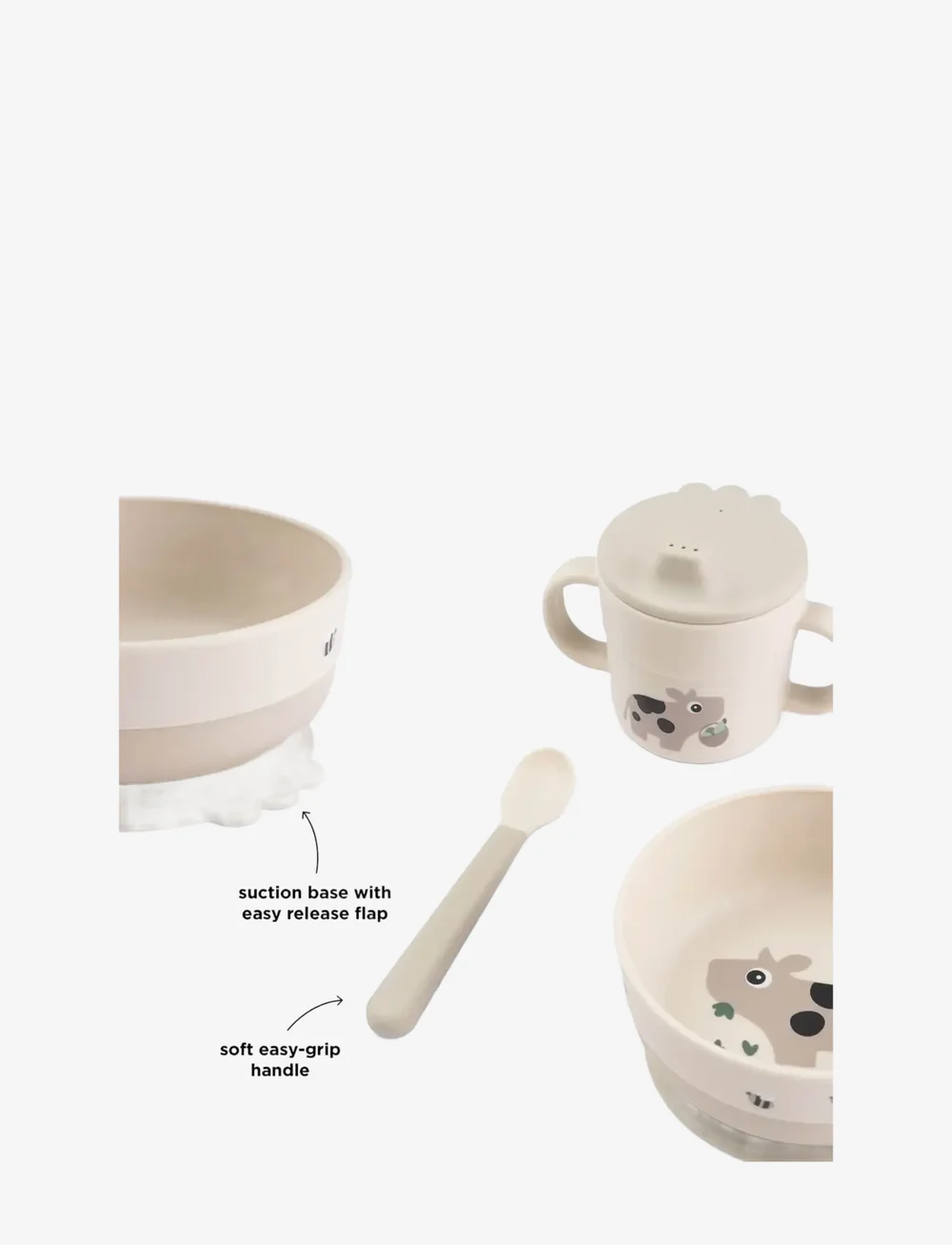 Done by Deer - Foodie first meal set suction Tiny farm Sand - Õhtusöögikomplektid - sand - 4