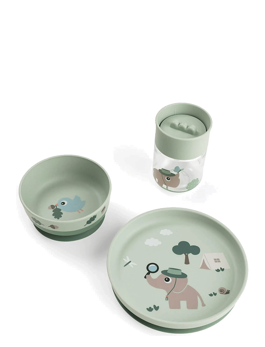 Done by Deer - Foodie dinner set w/360° cup Tiny trails Green - lauanõude komplektid - green - 1