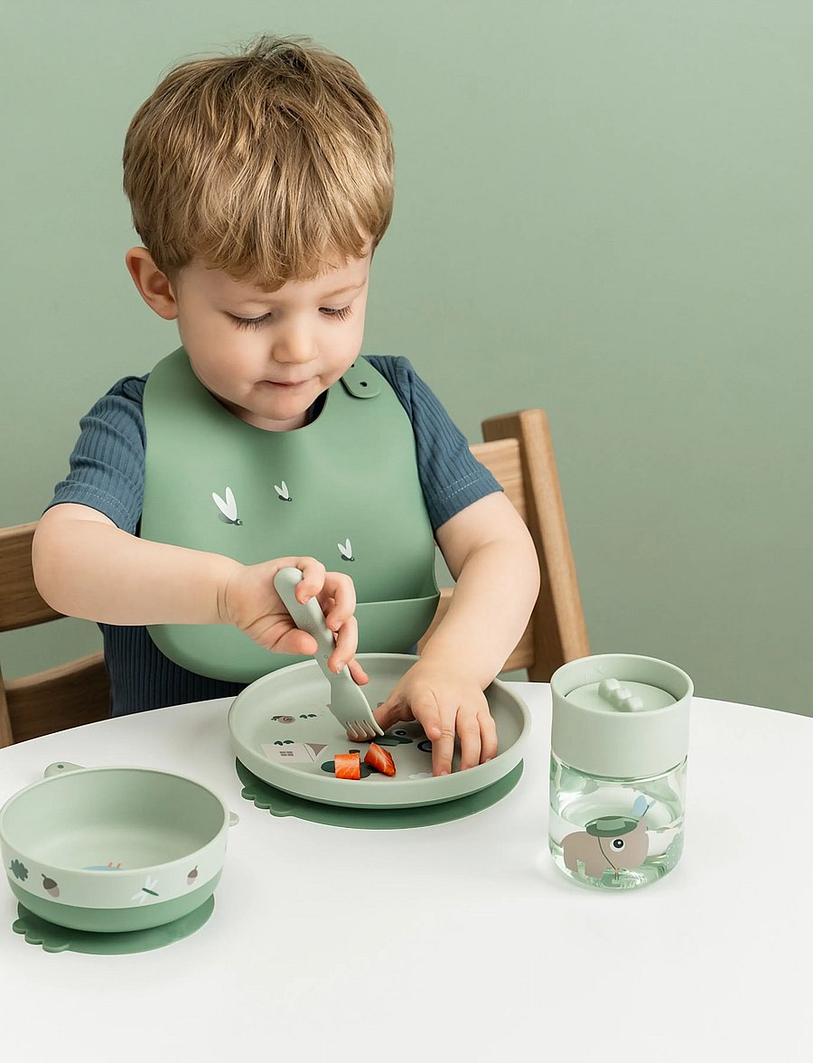 Done by Deer - Foodie dinner set w/360° cup Tiny trails Green - lauanõude komplektid - green - 0