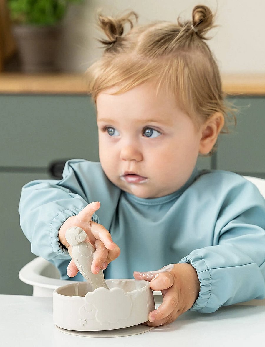 Done by Deer - Stick&Stay learning meal set Sheepy Powder - essgeschirr - powder - 0