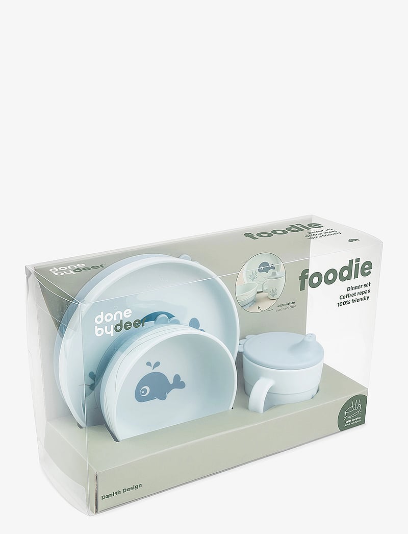 Done by Deer - Foodie dinner set w/suction Wally Blue - essgeschirr - blue - 1