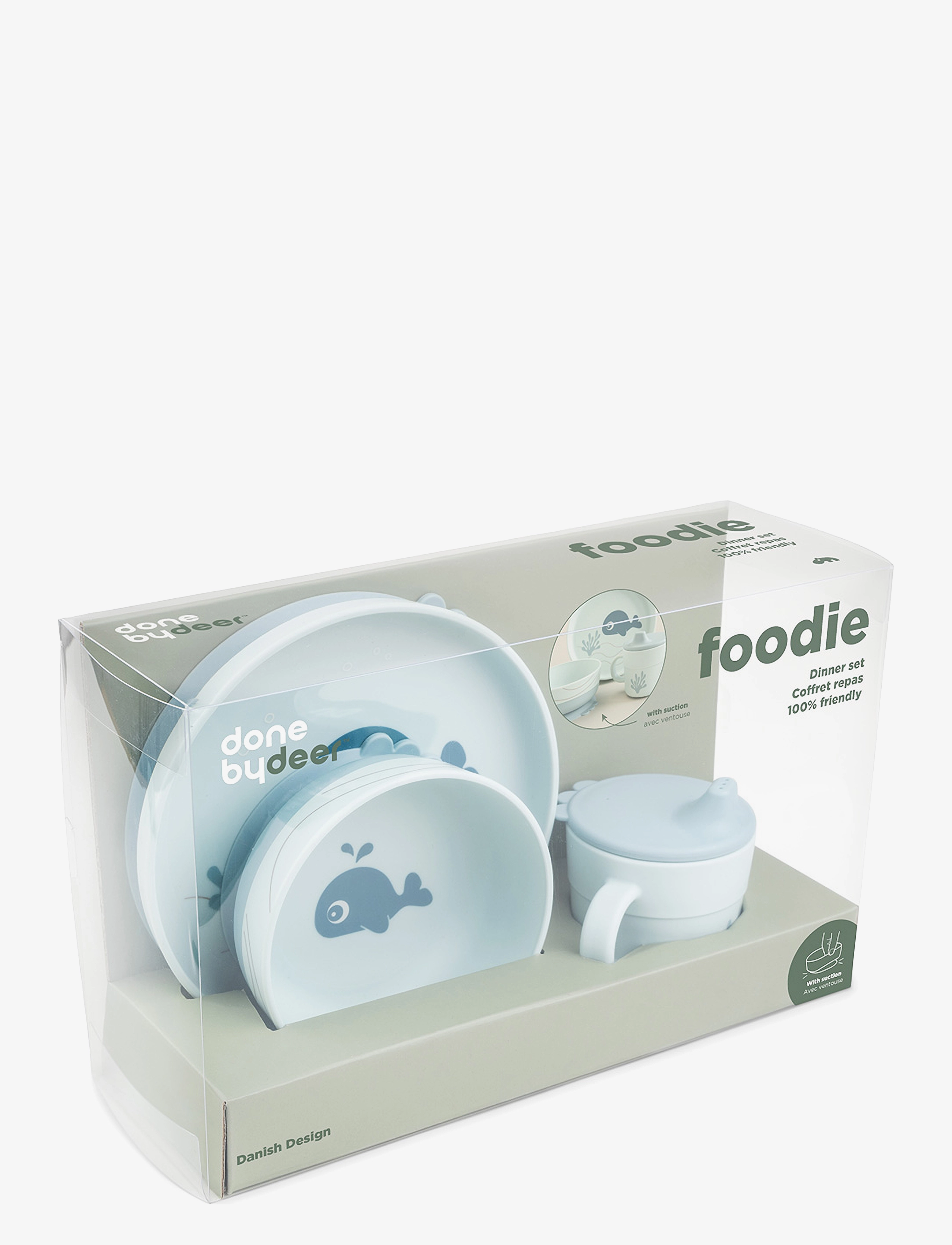Done by Deer - Foodie dinner set w/suction Wally Blue - indų komplektai - blue - 1