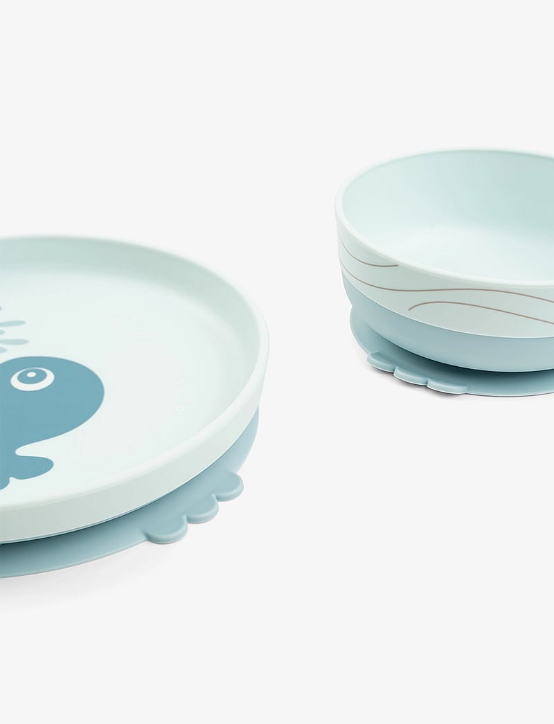 Done by Deer - Foodie dinner set w/suction Wally Blue - essgeschirr - blue - 3