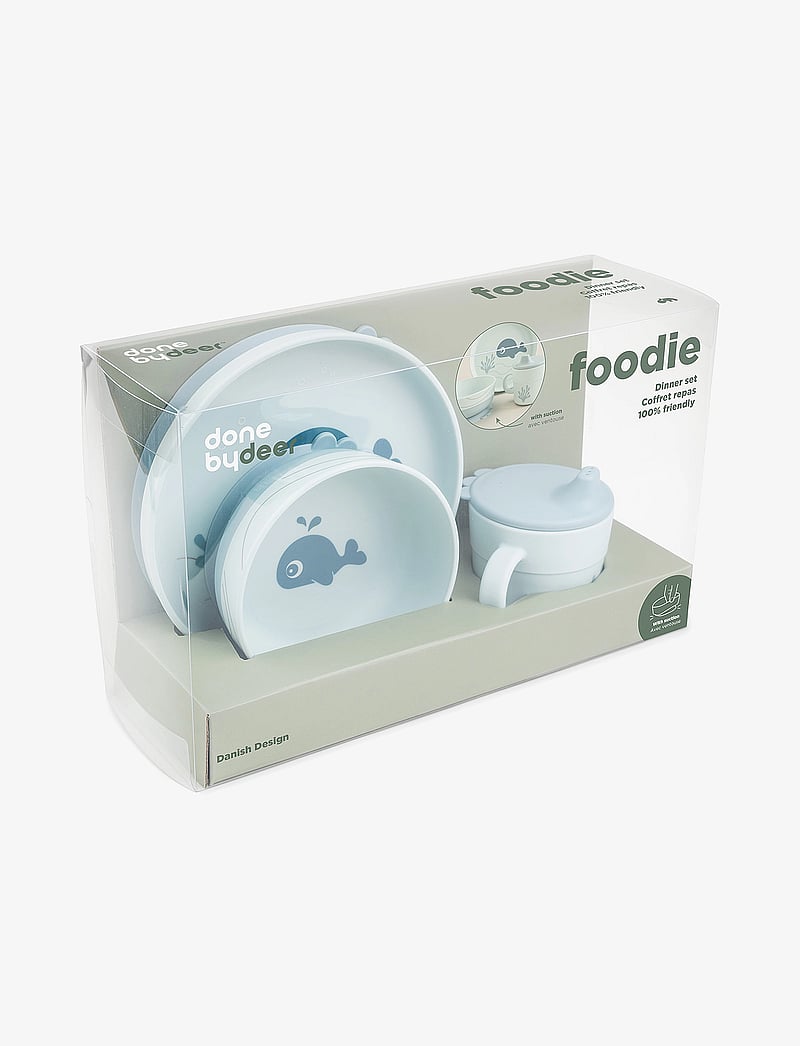 Done by Deer - Foodie dinner set w/suction Wally Blue - essgeschirr - blue - 4