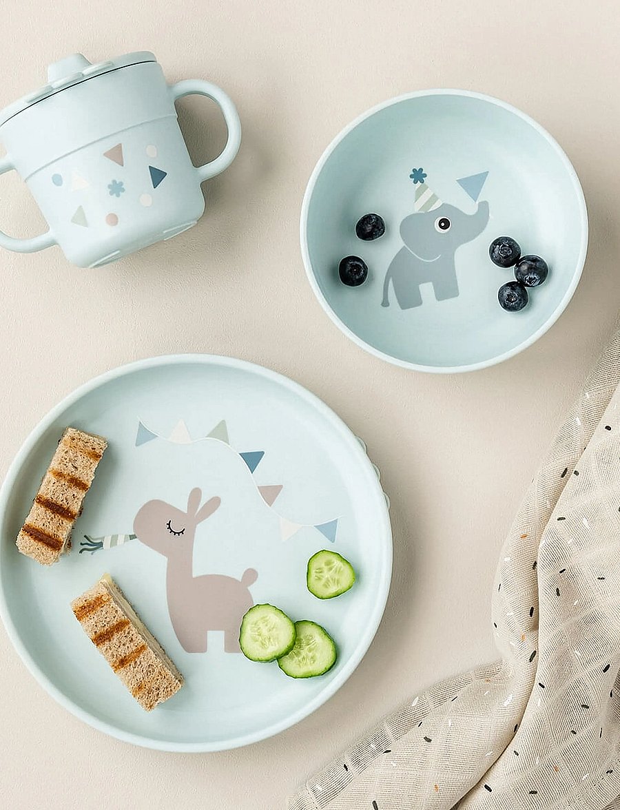Done by Deer - Foodie dinner set w/suction Celebration Blue - essgeschirr - blue - 0
