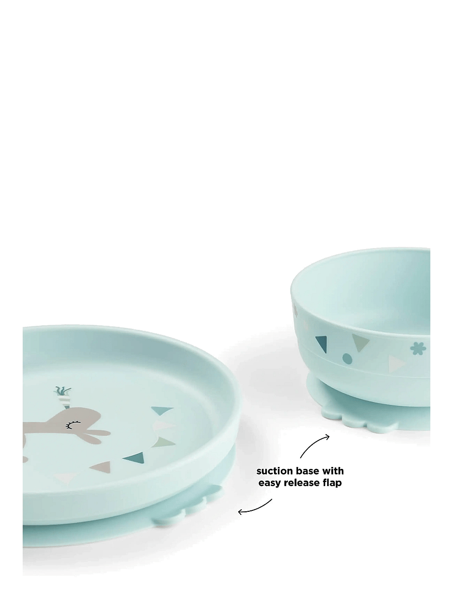 Done by Deer - Foodie dinner set w/suction Celebration Blue - essgeschirr - blue - 3