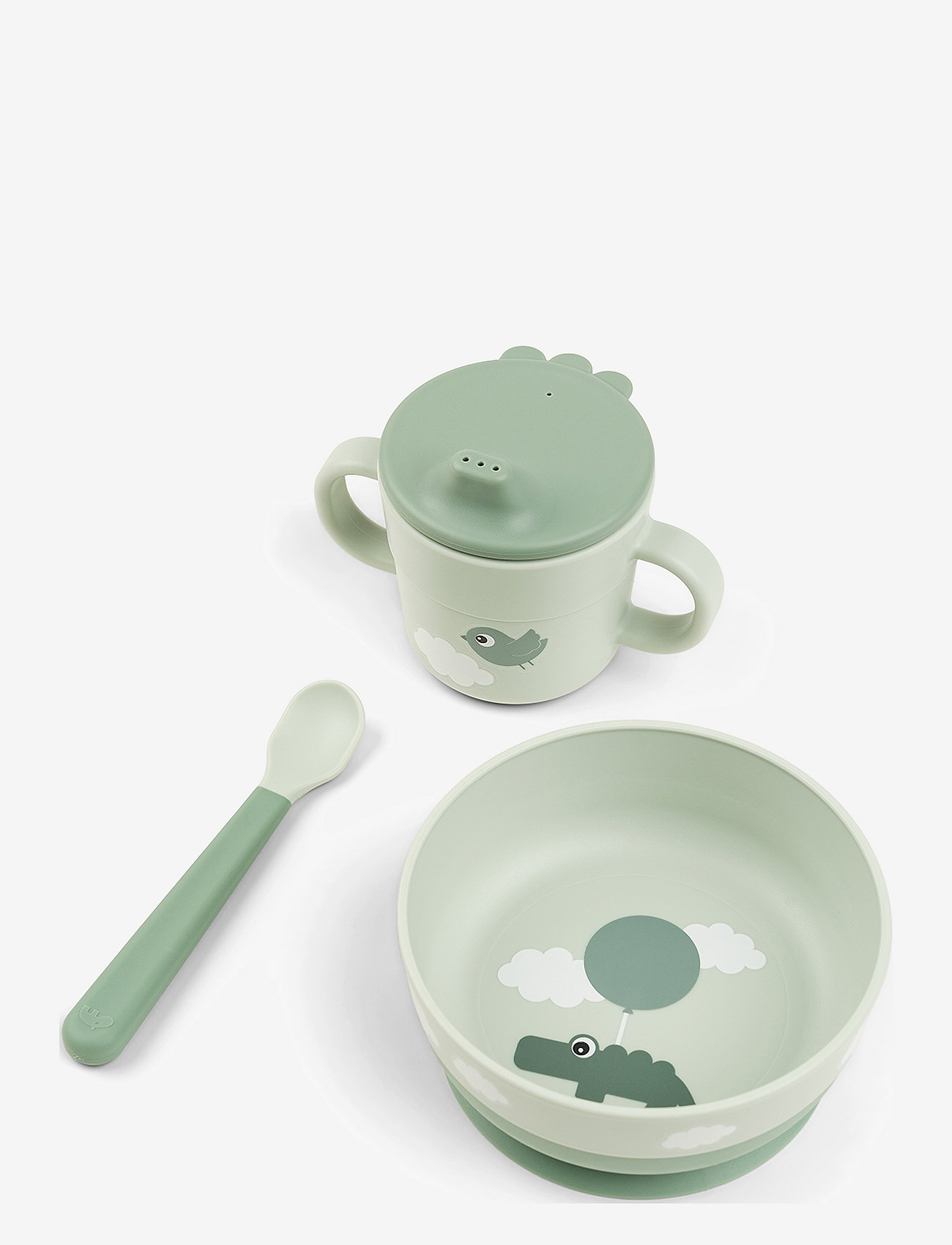 Done by Deer - Foodie first meal set suction Happy clouds Green - essgeschirr - green - 0