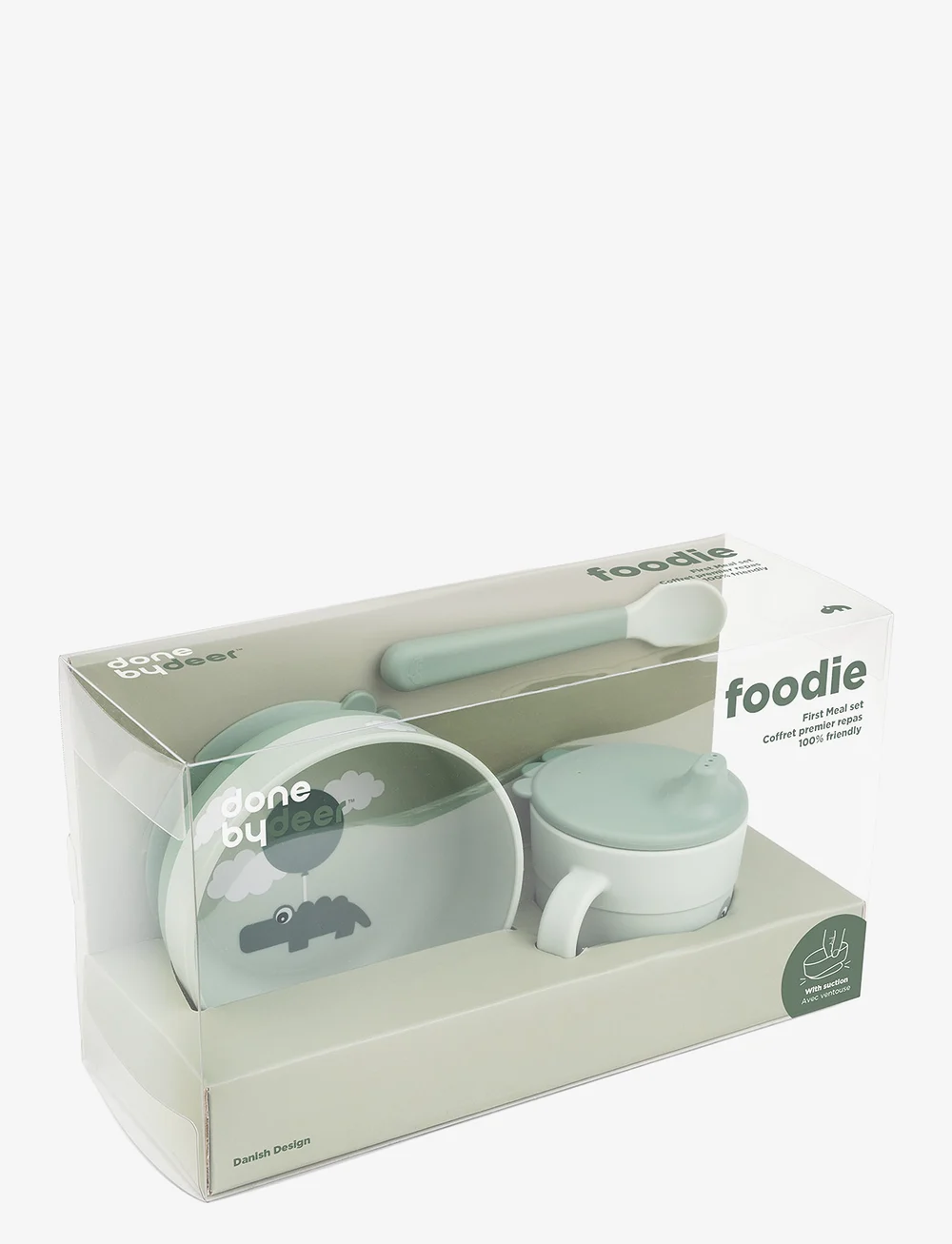 Done by Deer - Foodie first meal set suction Happy clouds Green - zestawy obiadowe - green - 5