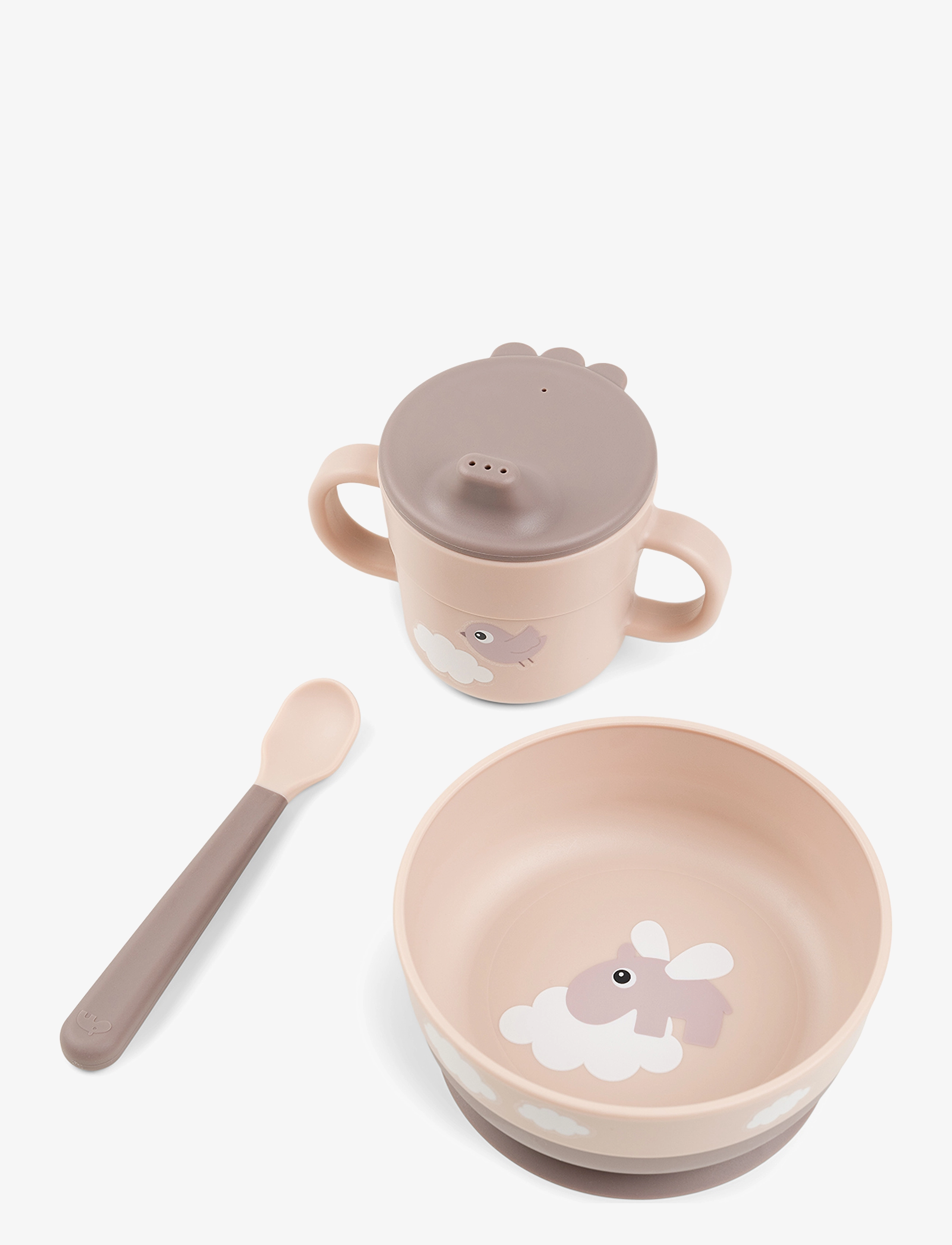 Done by Deer Foodie Første Spisesæt Happy Clouds Pudder, One Size, Pink, Måltid > Middagssæt, Børn