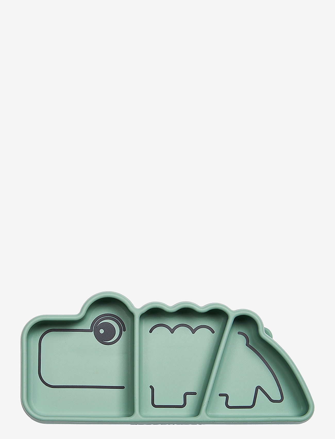 Done by Deer - Silicone Stick&Stay snack plate Croco Green - serveringssæt - green - 1