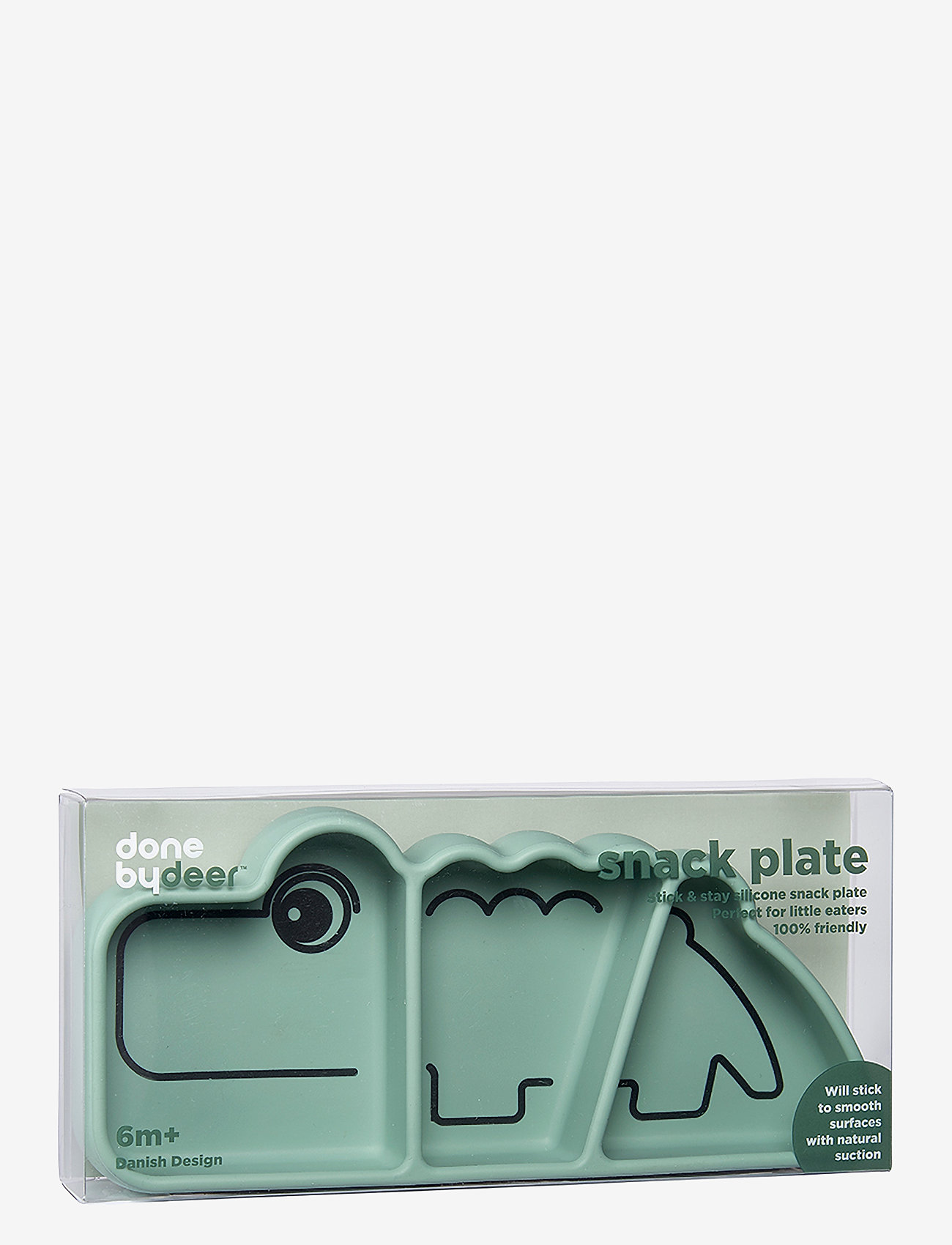 Done by Deer - Silicone Stick&Stay snack plate Croco Green - serveringssæt - green - 4