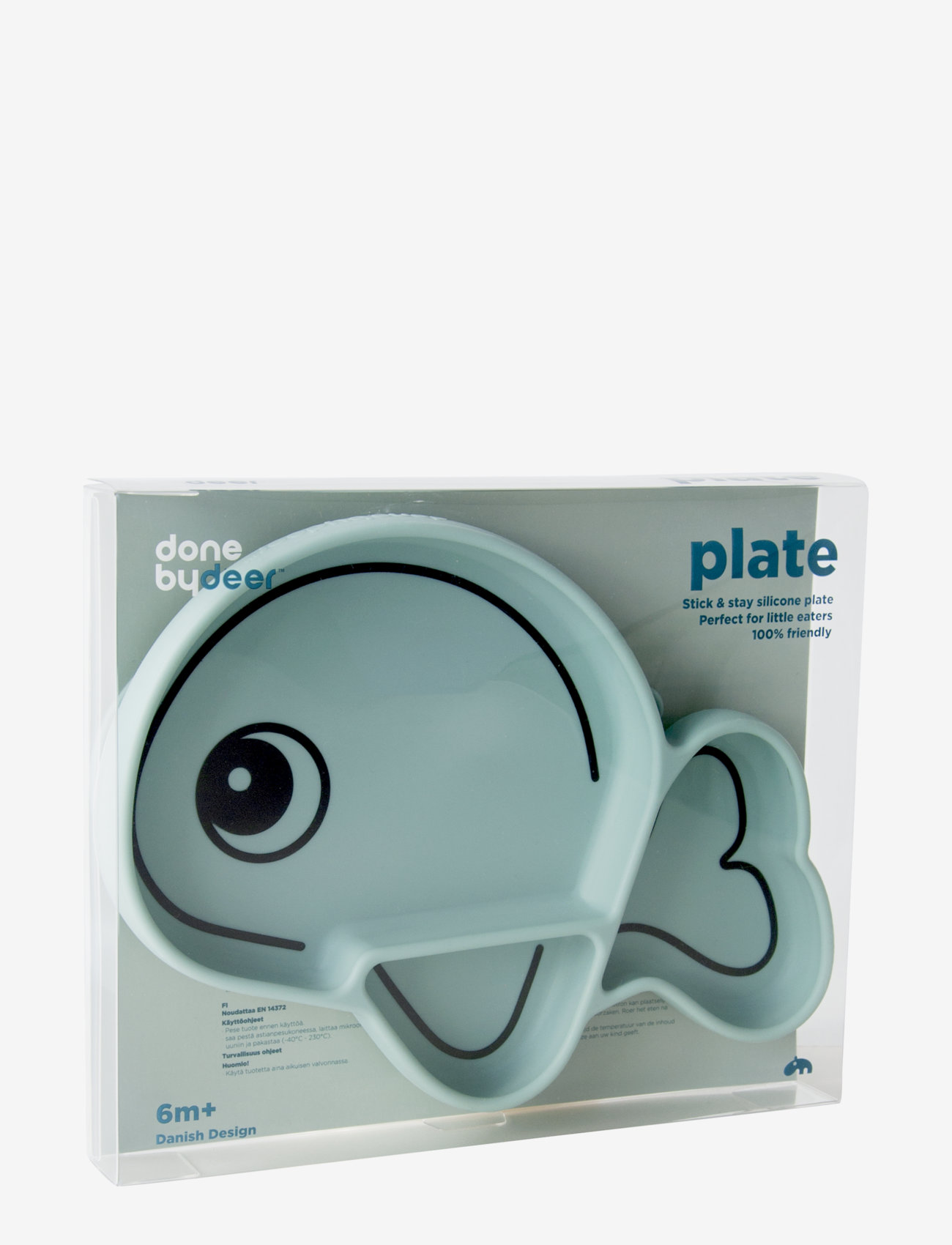 Done by Deer - Silicone Stick&Stay plate Wally Blue - dinner sets - blue - 2