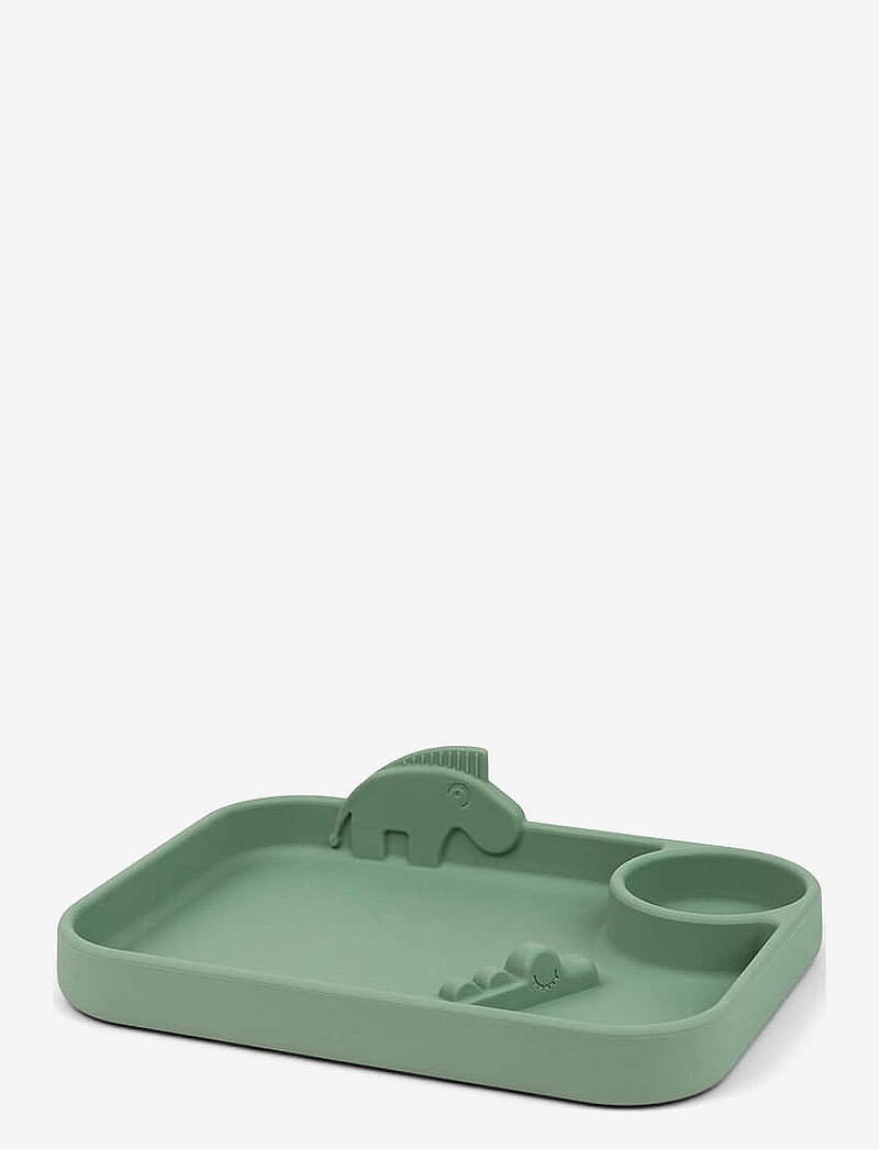 Done by Deer - Peekaboo compartment plate Deer friends Green - barneserviser - green - 1