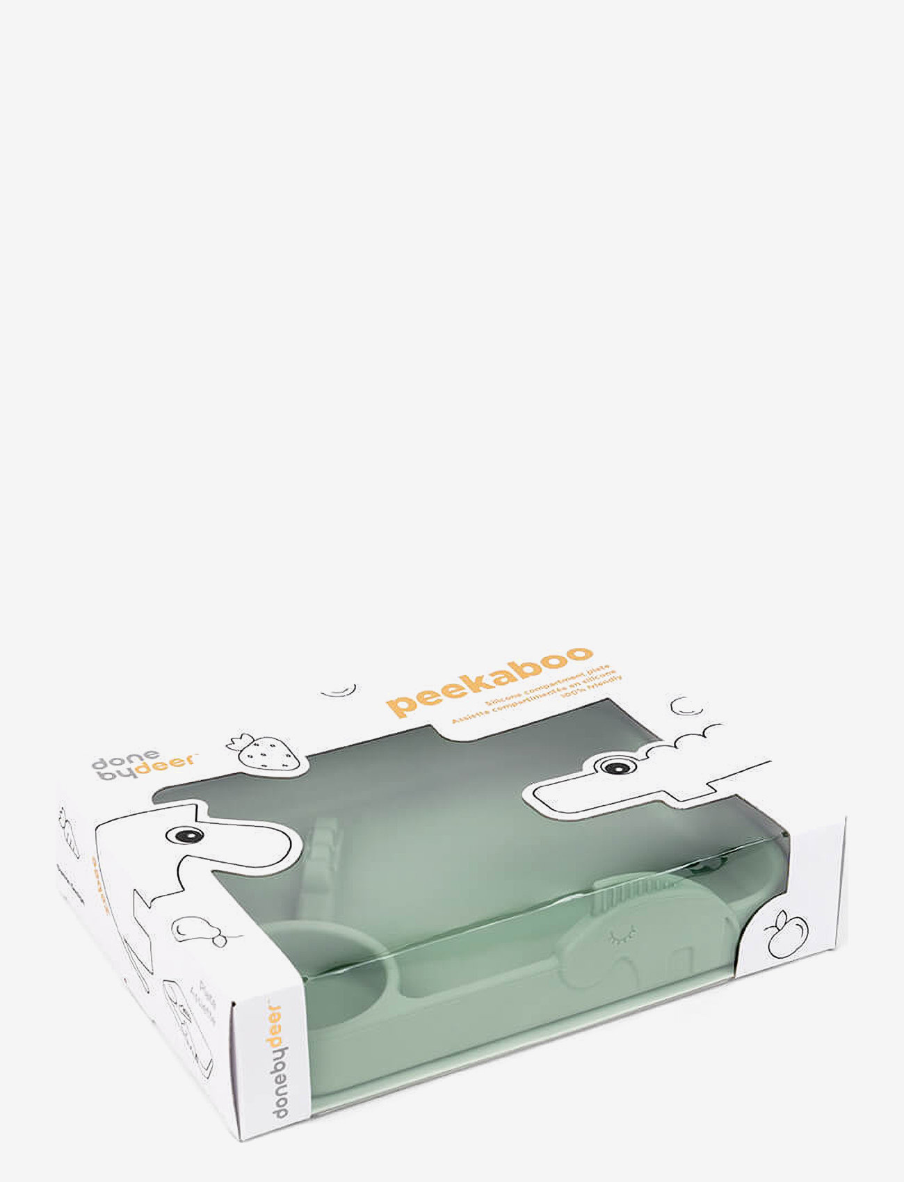 Done by Deer - Peekaboo compartment plate Deer friends Green - taldrikud - green - 3