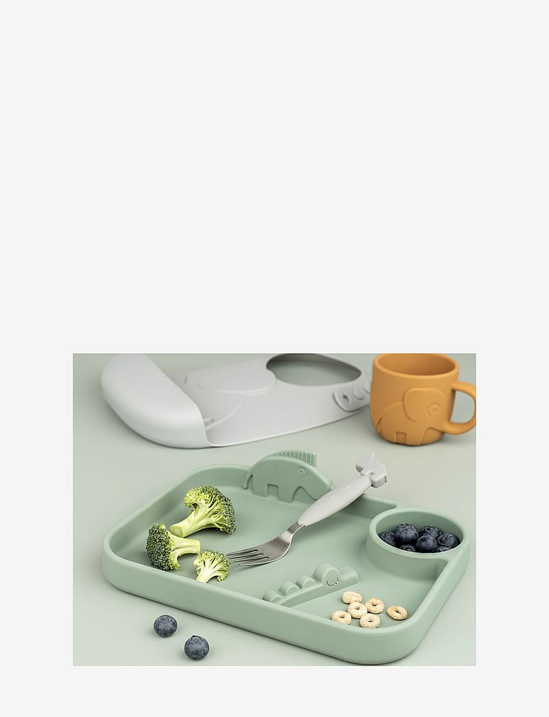 Done by Deer - Peekaboo compartment plate Deer friends Green - barneserviser - green - 4