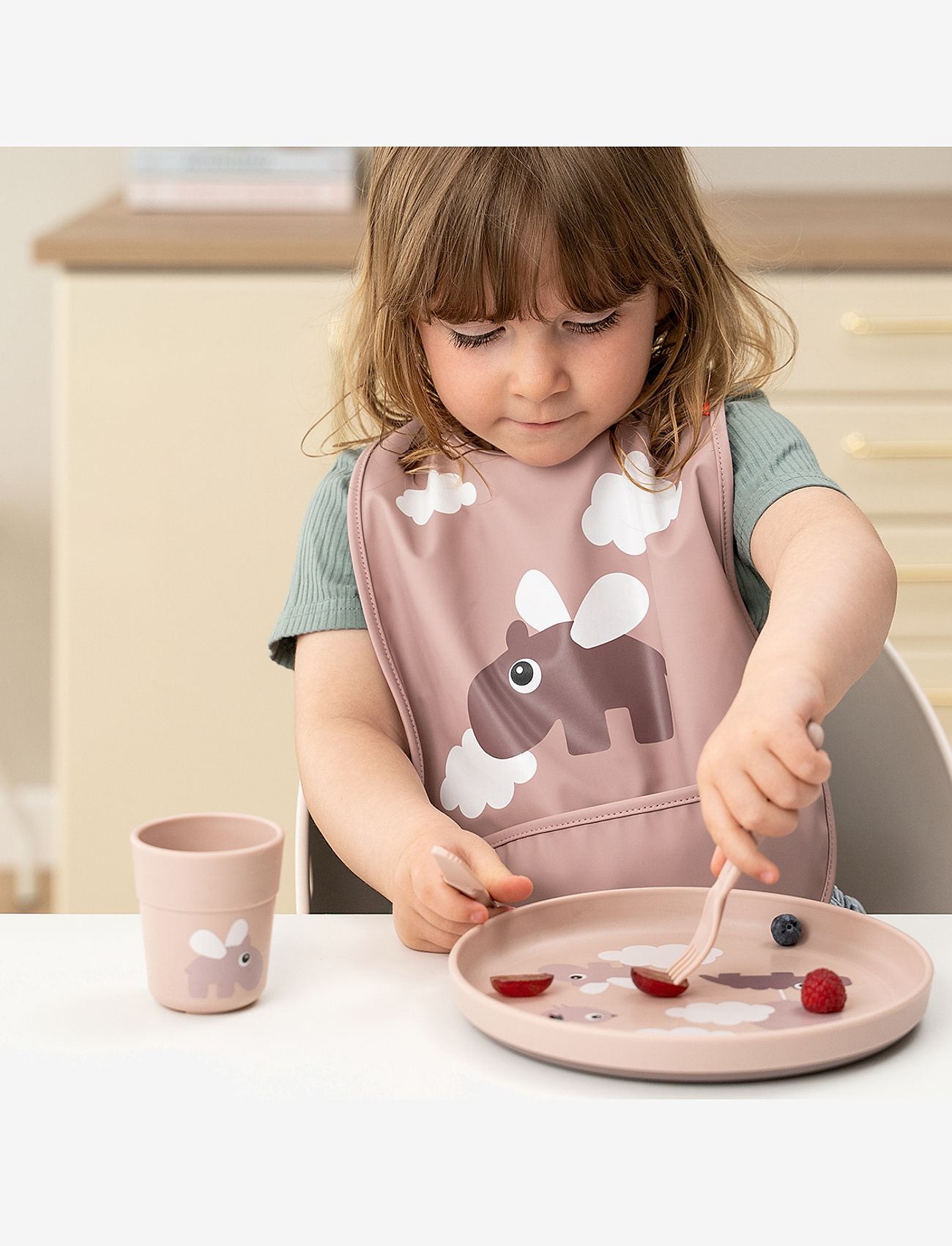 Done by Deer - Foodie plate Happy clouds Powder - dinner sets - powder - 3