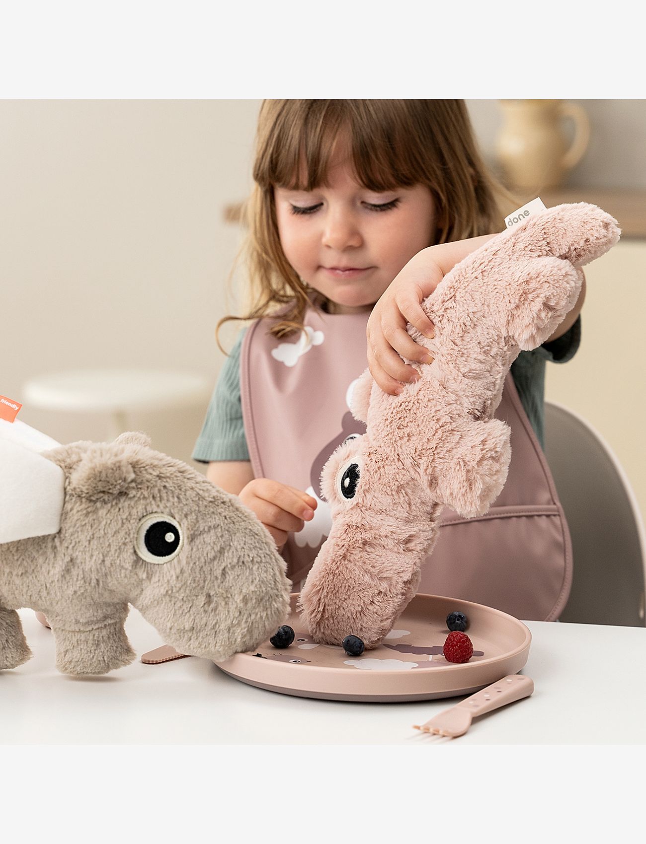 Done by Deer - Foodie plate Happy clouds Powder - dinner sets - powder - 5