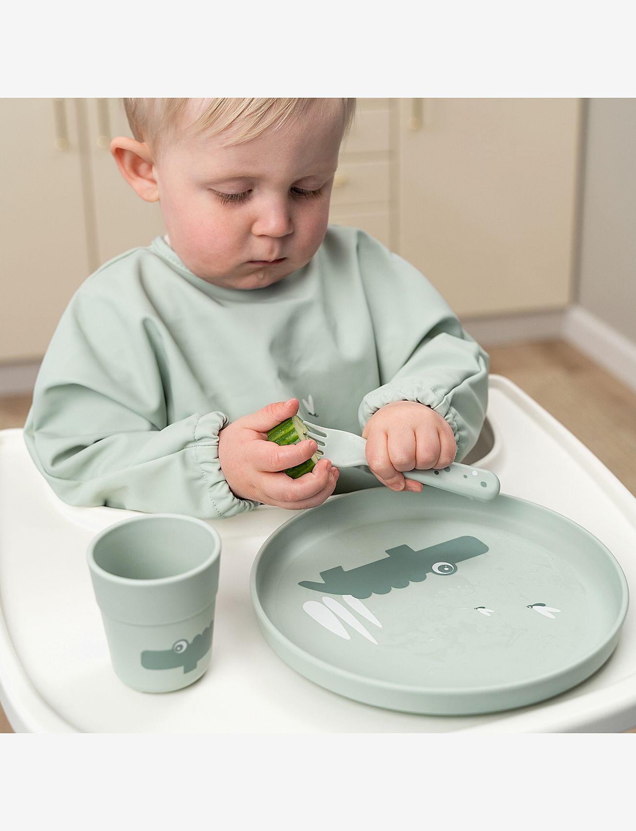 Done by Deer - Foodie tallerken Croco Grøn - serveringssæt - green - 4