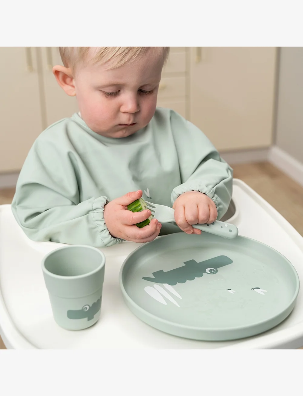 Done by Deer - Foodie plate Croco Green - Õhtusöögikomplektid - green - 4