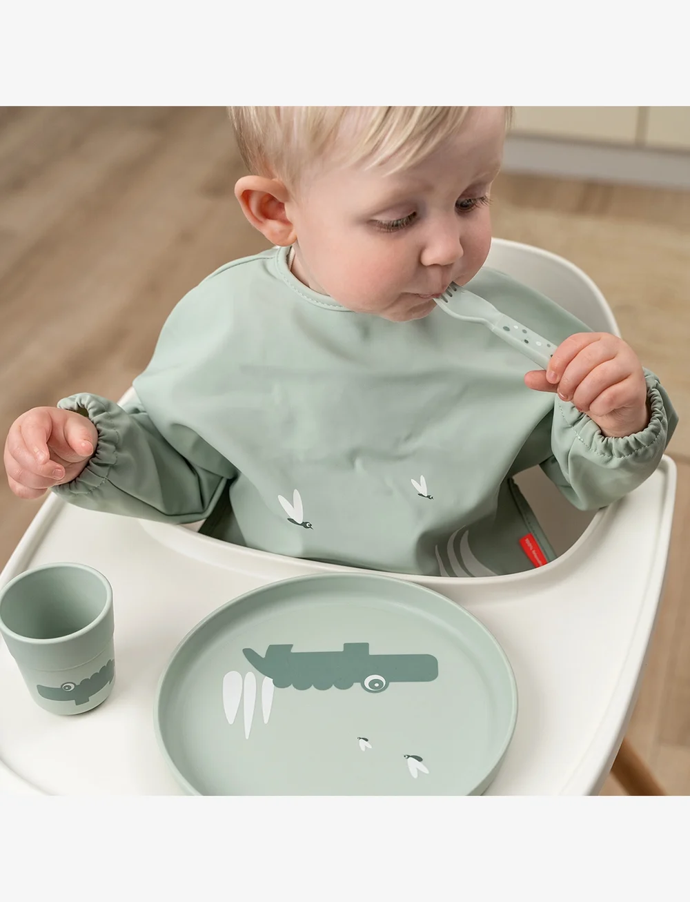 Done by Deer - Foodie plate Croco Green - Õhtusöögikomplektid - green - 5