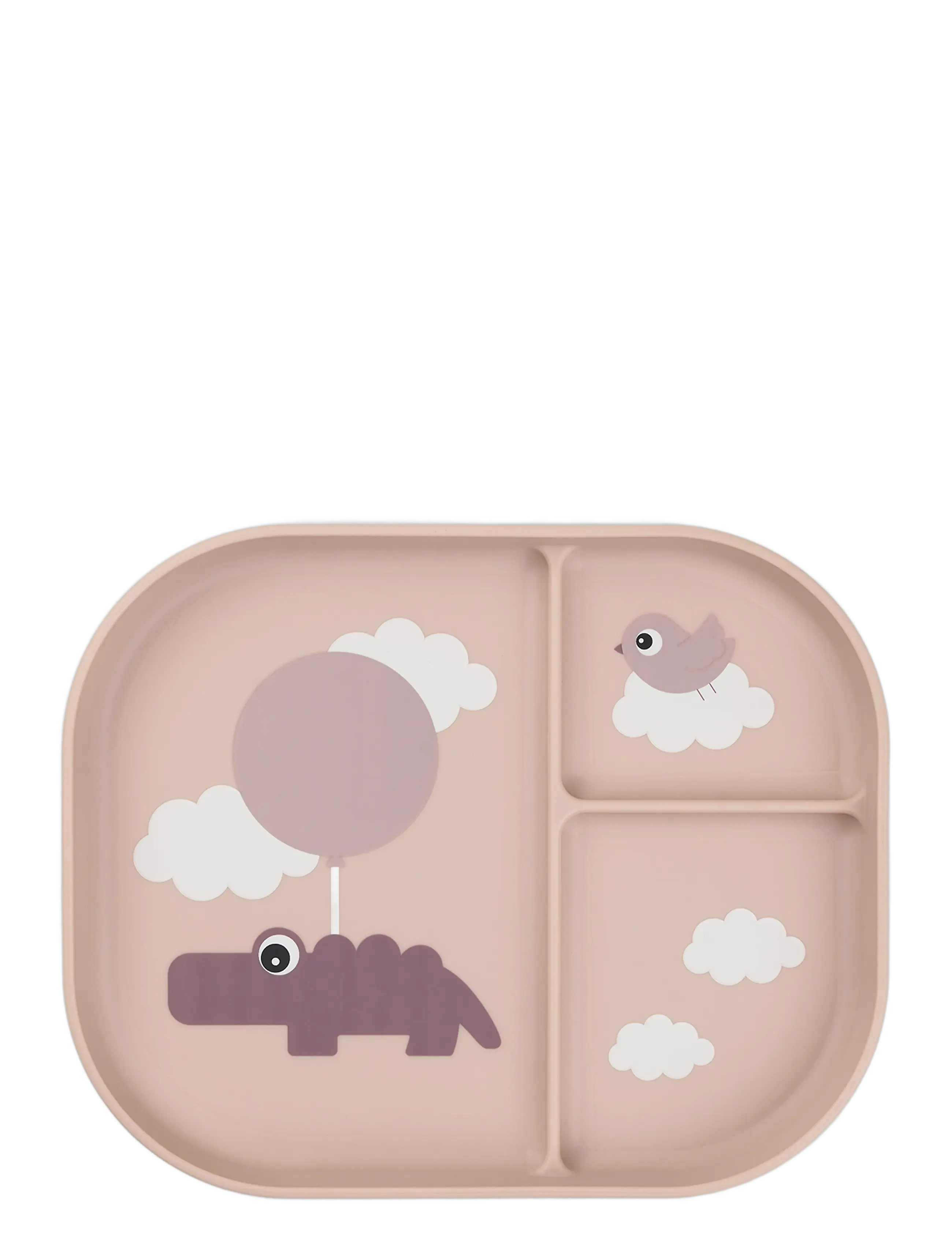 Done by Deer Foodie Compartment Plate Happy Clouds, Børne Tallerken Med Rum, Pink, Str: ONE SIZE