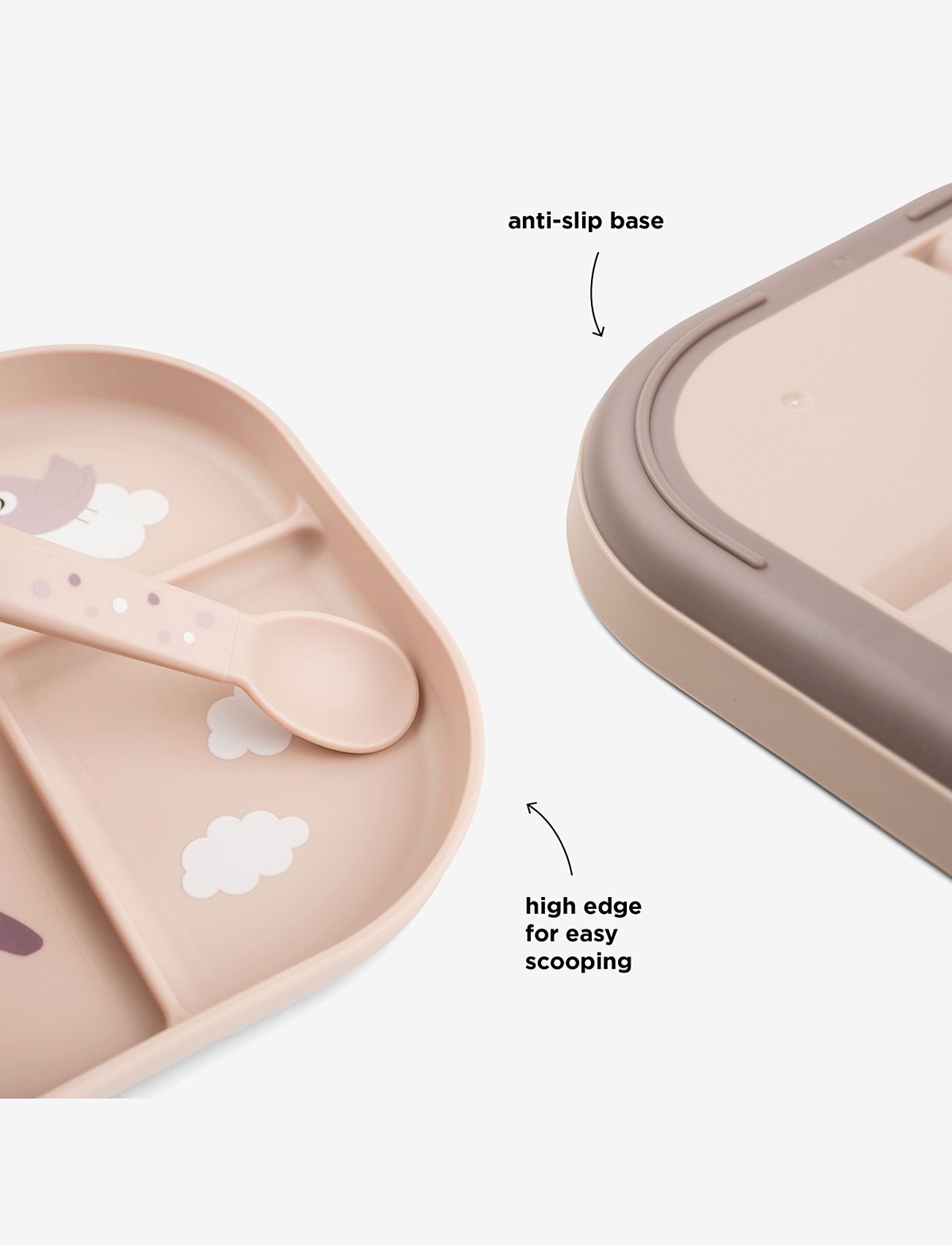 Done by Deer - Foodie compartment plate Happy clouds - serveringssæt - powder - 3