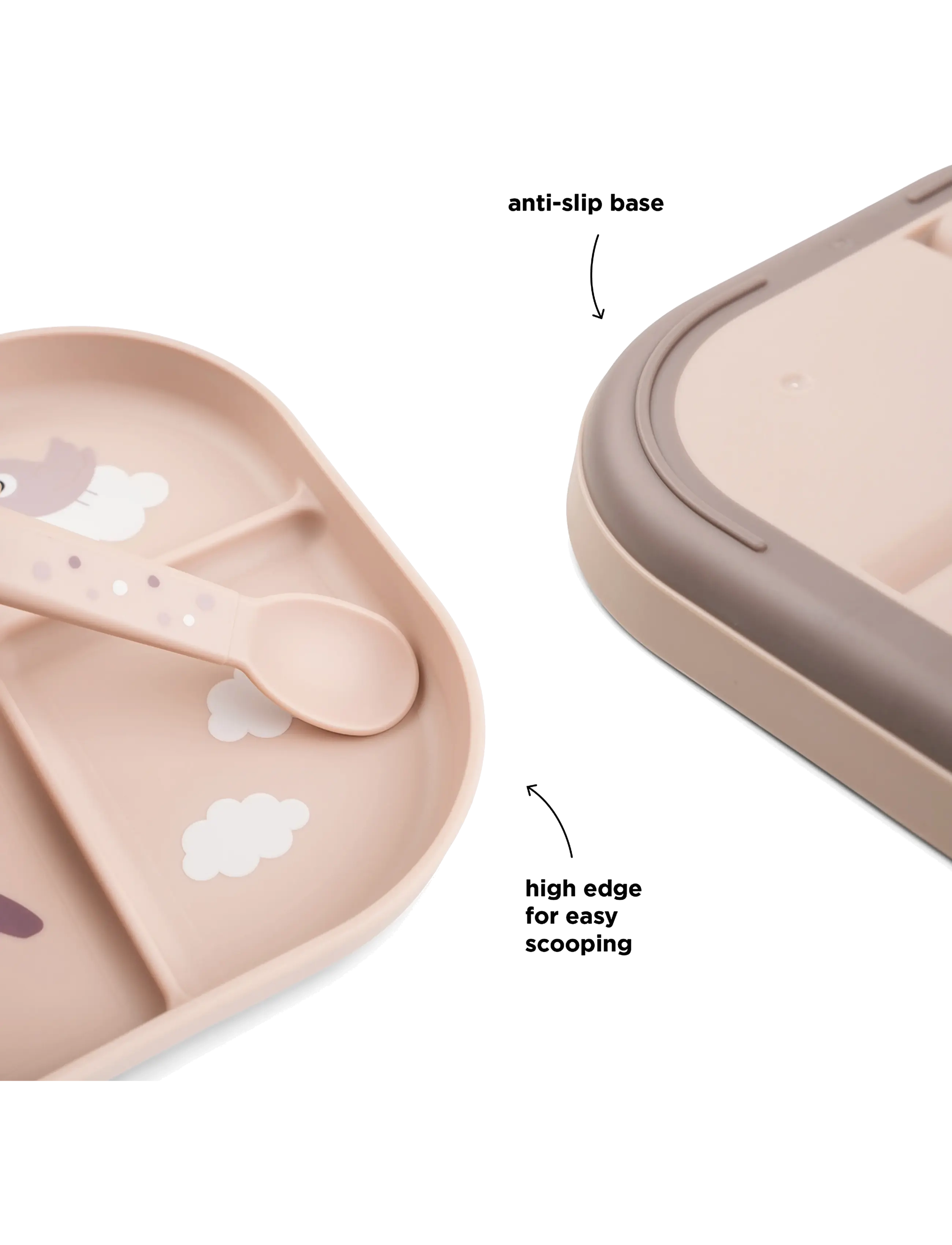 Done by Deer - Foodie compartment plate Happy clouds Powder - lauanõude komplektid - powder - 3