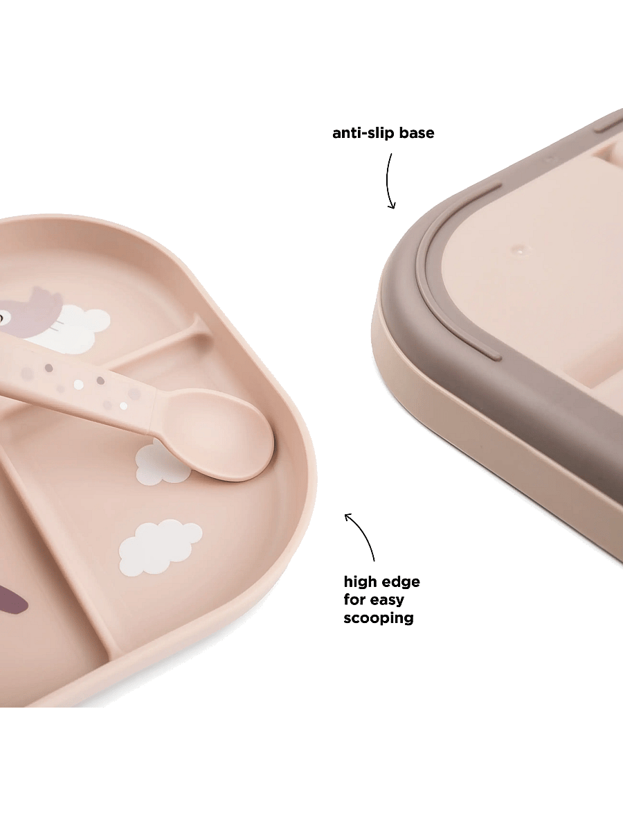 Done by Deer - Foodie compartment plate Happy clouds Powder - essgeschirr - powder - 3