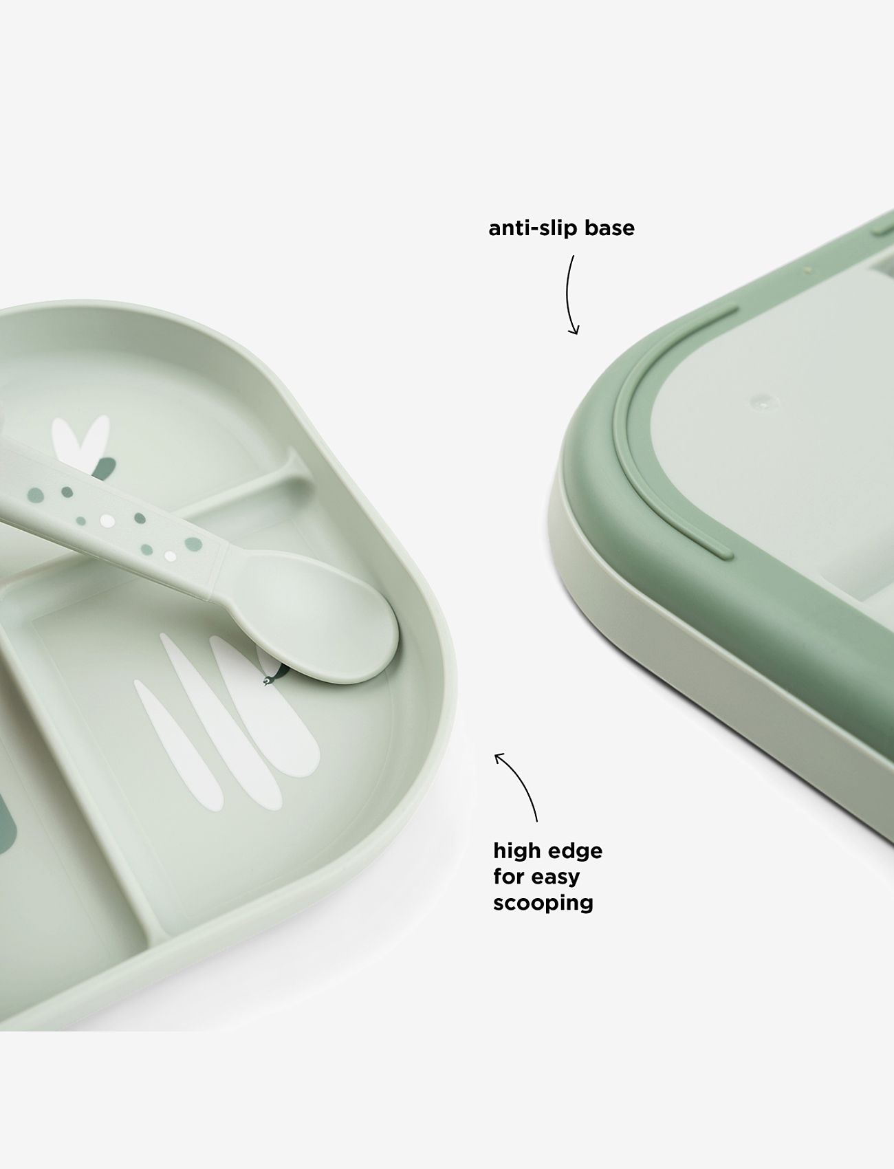 Done by Deer - Foodie compartment plate Croco Green - essgeschirr - green - 3