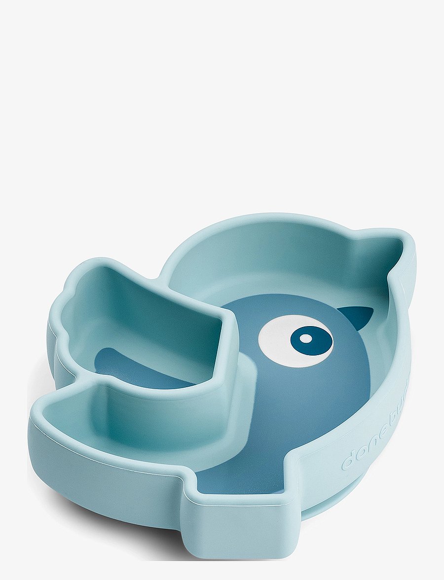 Done by Deer - Silicone Stick&Stay snack plate Birdee Blue - essgeschirr - blue - 1