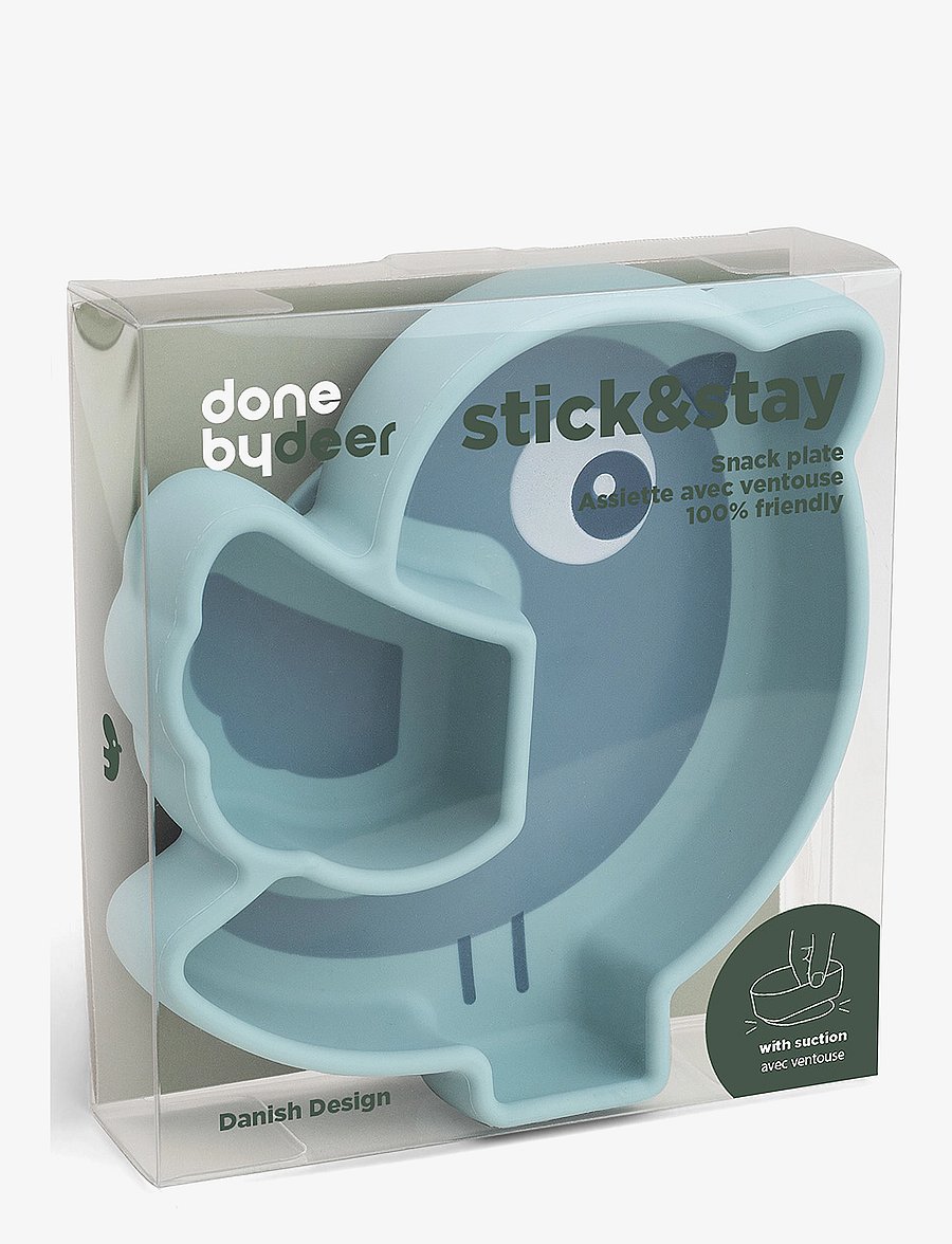 Done by Deer - Silicone Stick&Stay snack plate Birdee Blue - essgeschirr - blue - 3