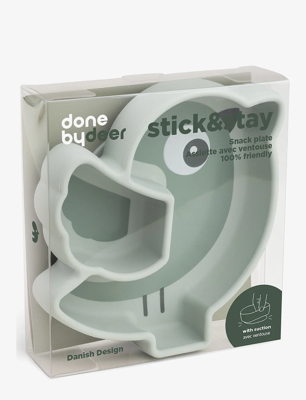 Done by Deer - Silicone Stick&Stay snack plate Birdee Green - essgeschirr - green - 3