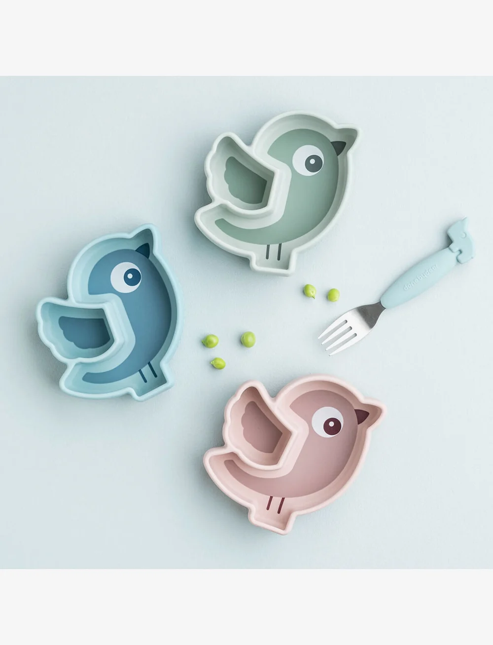 Done by Deer - Silicone Stick&Stay snack plate Birdee Green - essgeschirr - green - 5