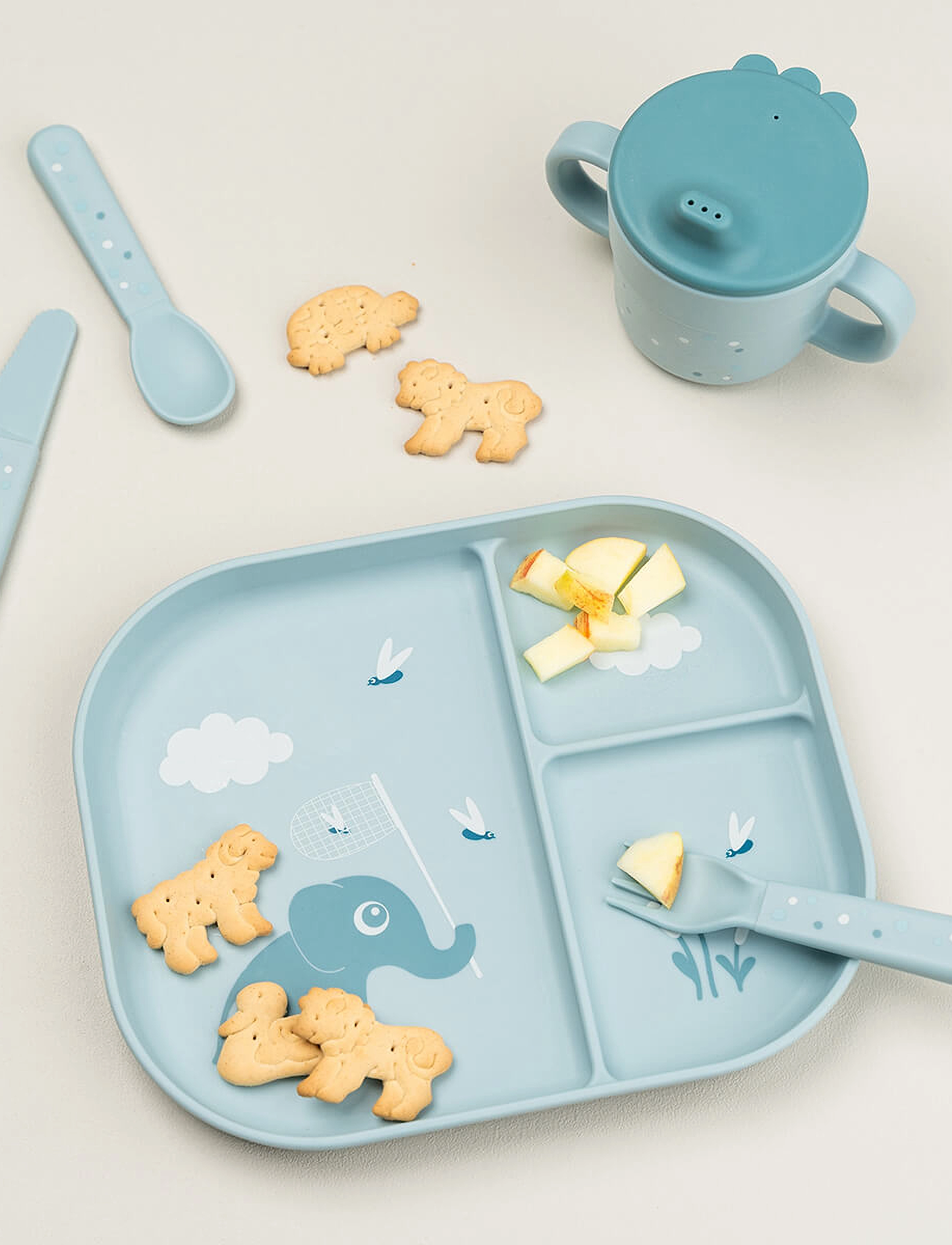 Done by Deer - Foodie compartment plate Elphee Blue - spisetid - blue - 3