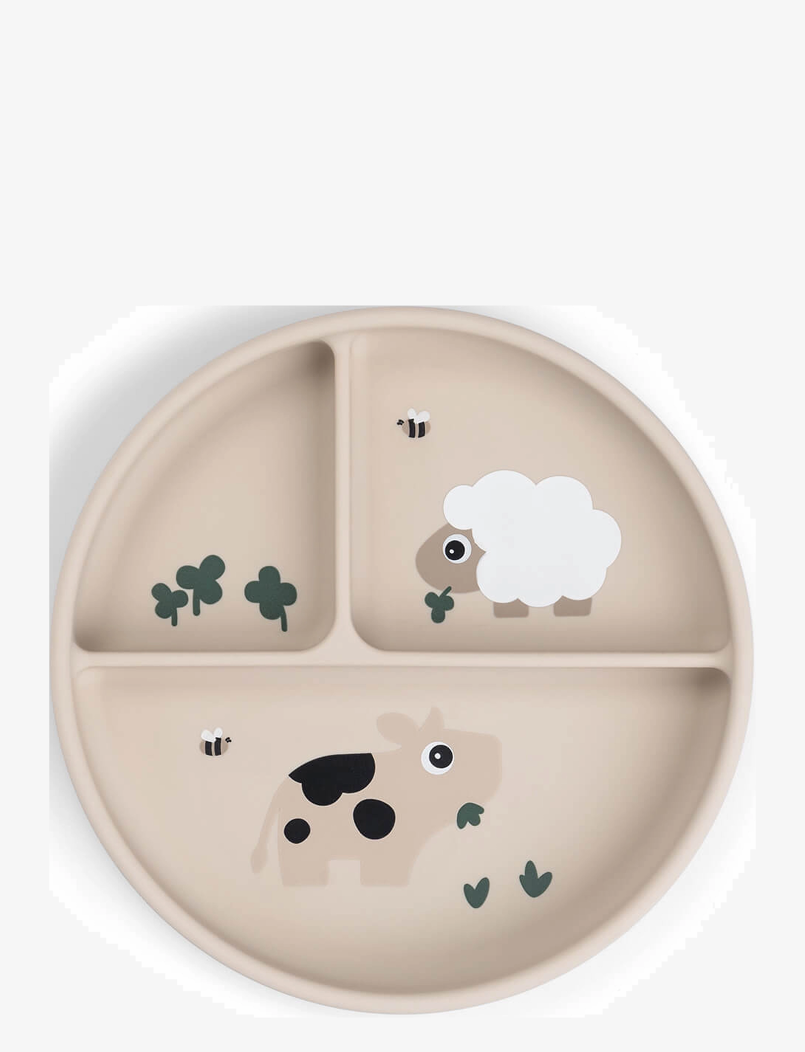 Done by Deer Stick&Stay Compartment Plate Tiny Farm Sand, Plade, Beige, Str: Ø18X H 3CM