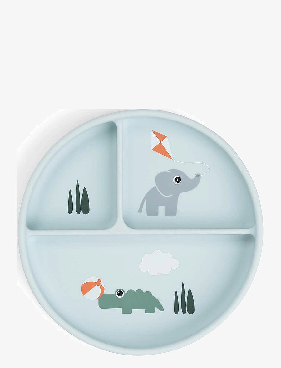 Done by Deer - Stick&Stay compartment plate Playground Blue - teller - blue - 0