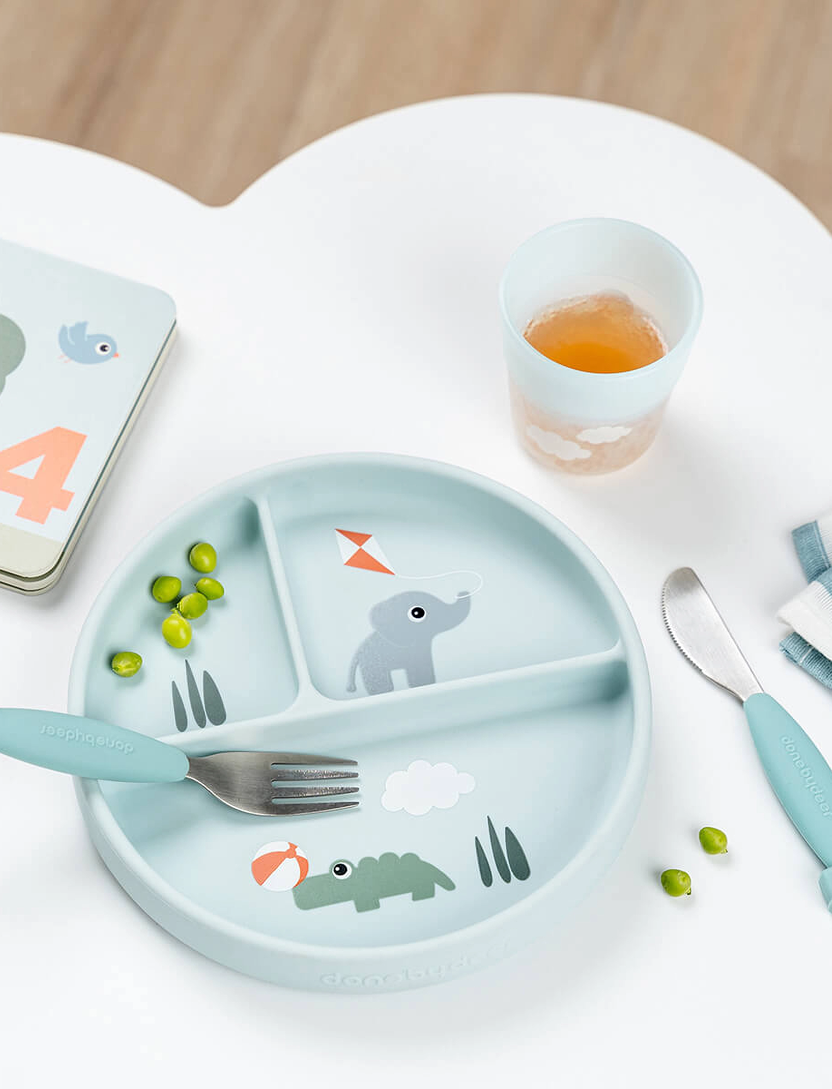 Done by Deer - Stick&Stay compartment plate Playground Blue - plates - blue - 2