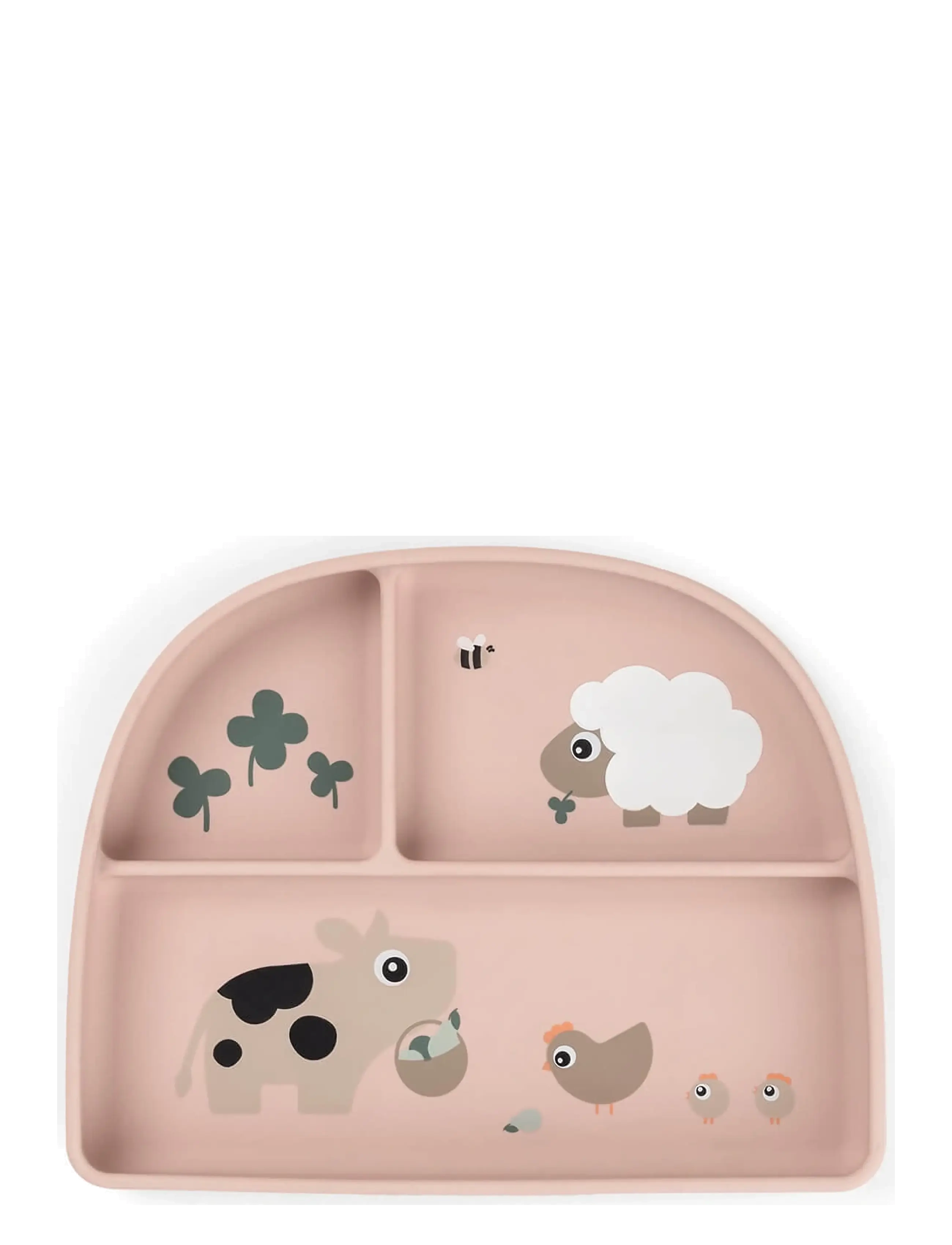 Done by Deer Stick&Stay compartment plate Tiny farm Powder - Barnaherbergið - POWDER / pink/rose