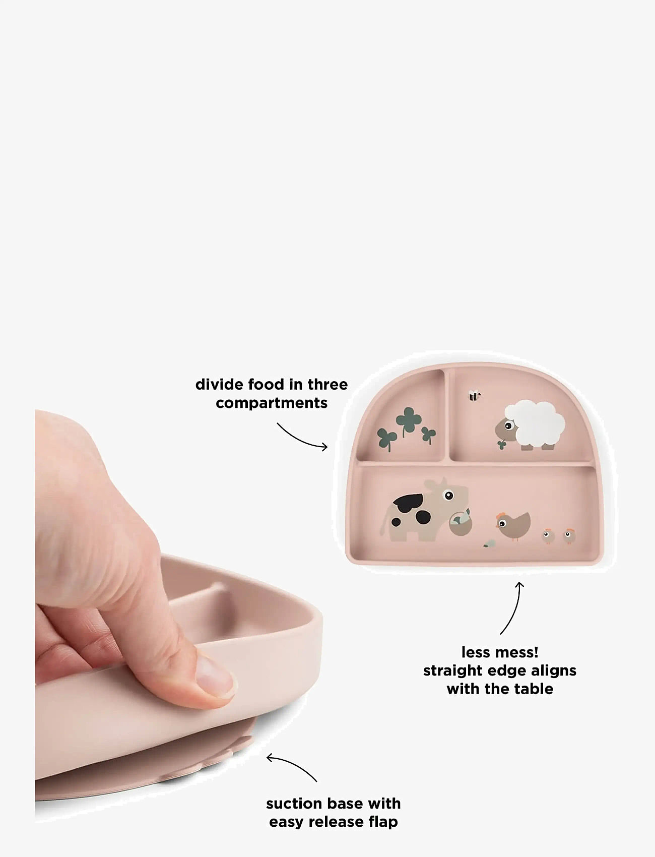 Done by Deer - Stick&Stay compartment plate Tiny farm Powder - teller - powder - 2